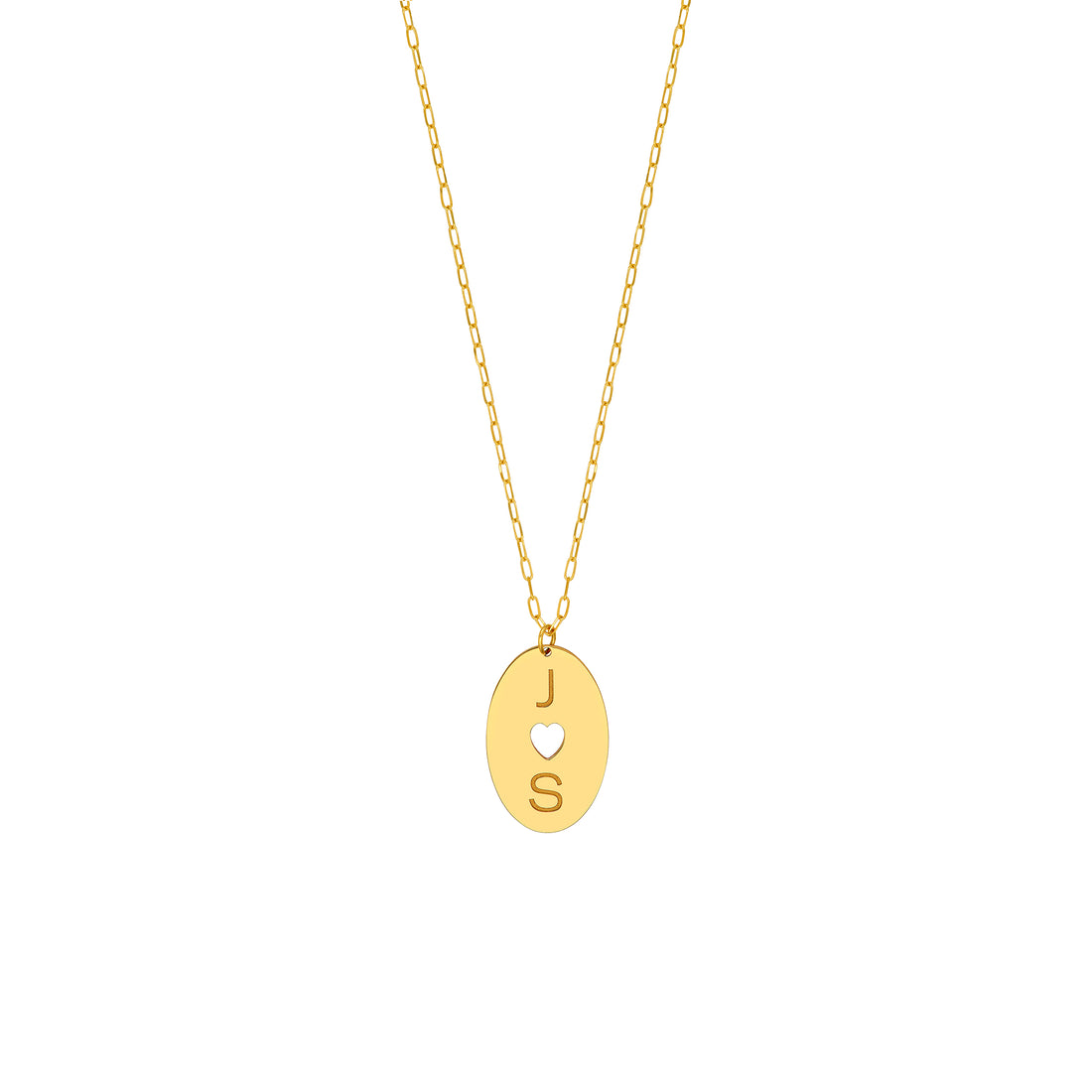 Cutout Heart Engravable Disk Paper Clip Necklace