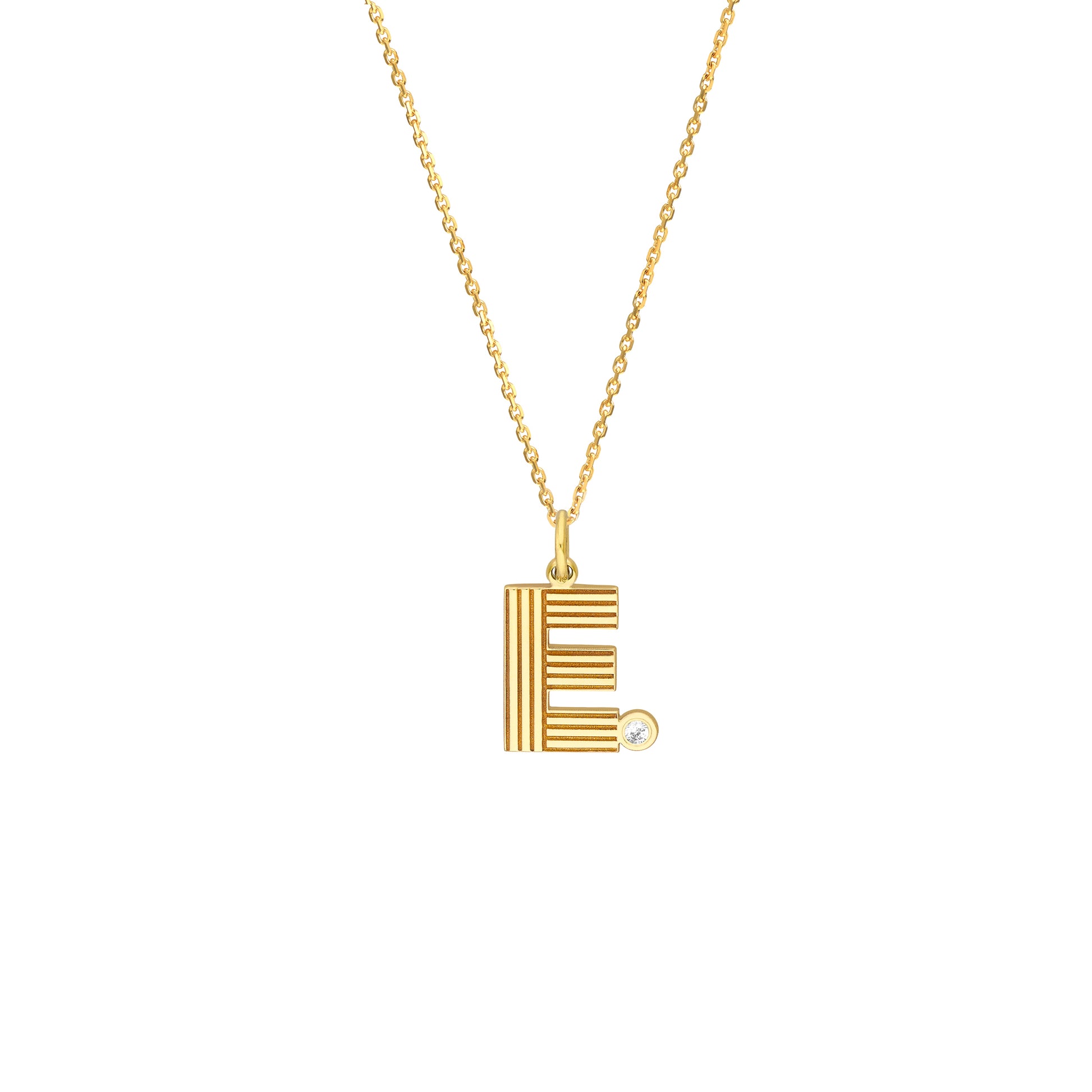 Block Lined Initial E with Diamond Necklace