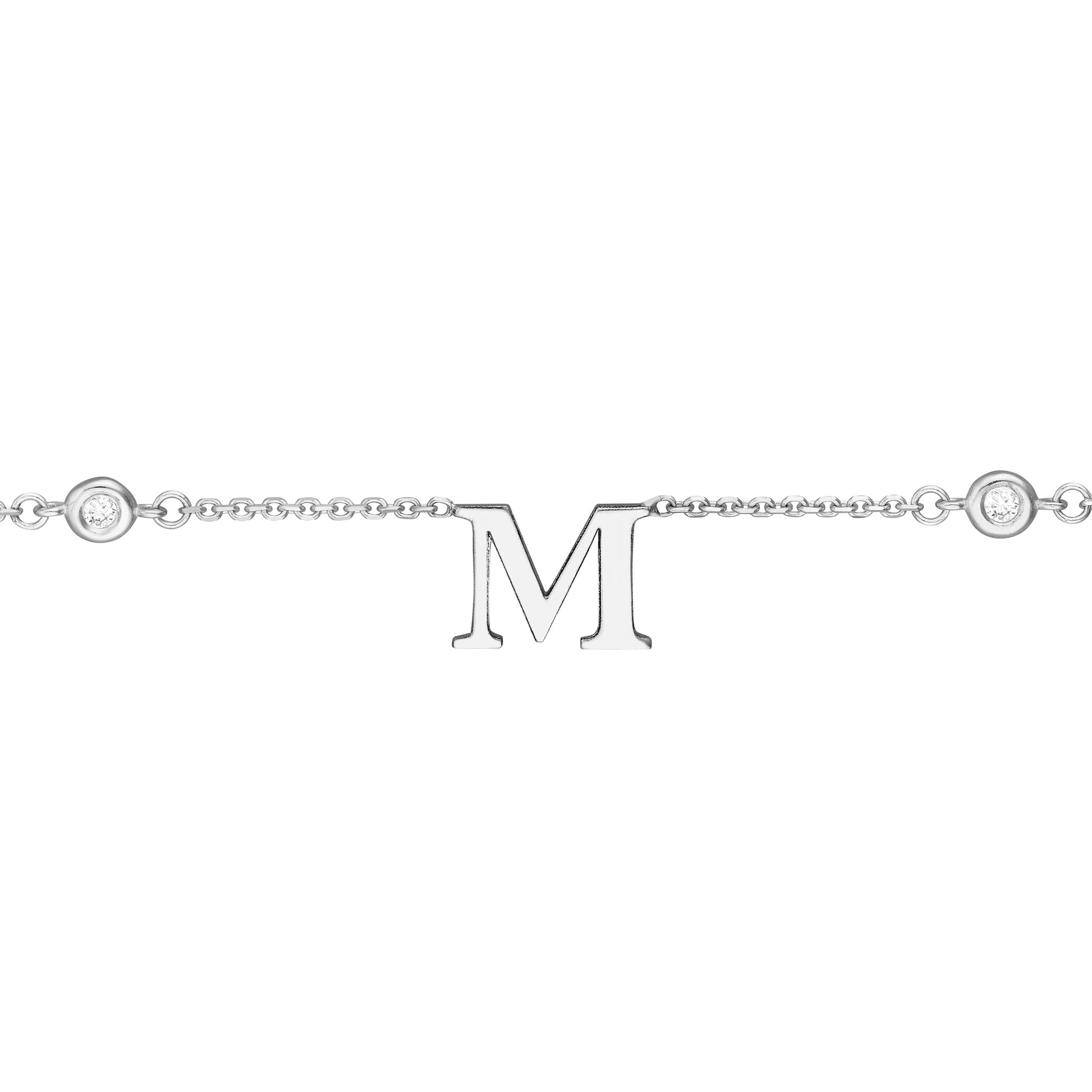 Initial & Diamond Bezel Station Necklace