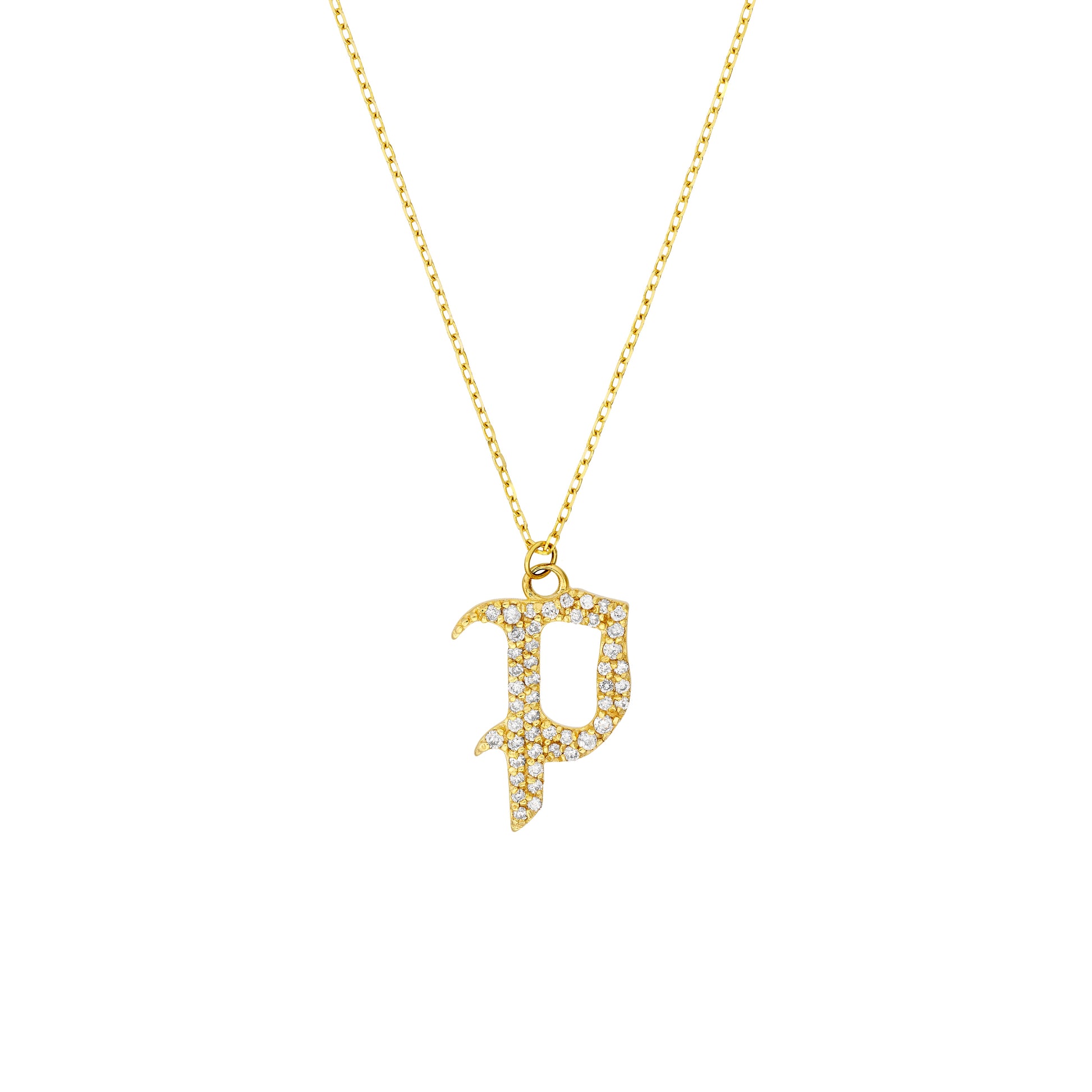 Diamond Gothic P Necklace