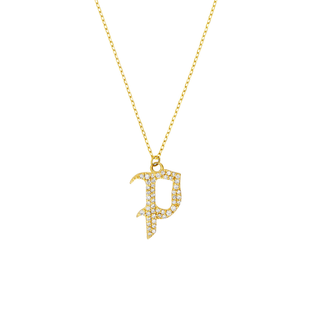 Diamond Gothic P Necklace