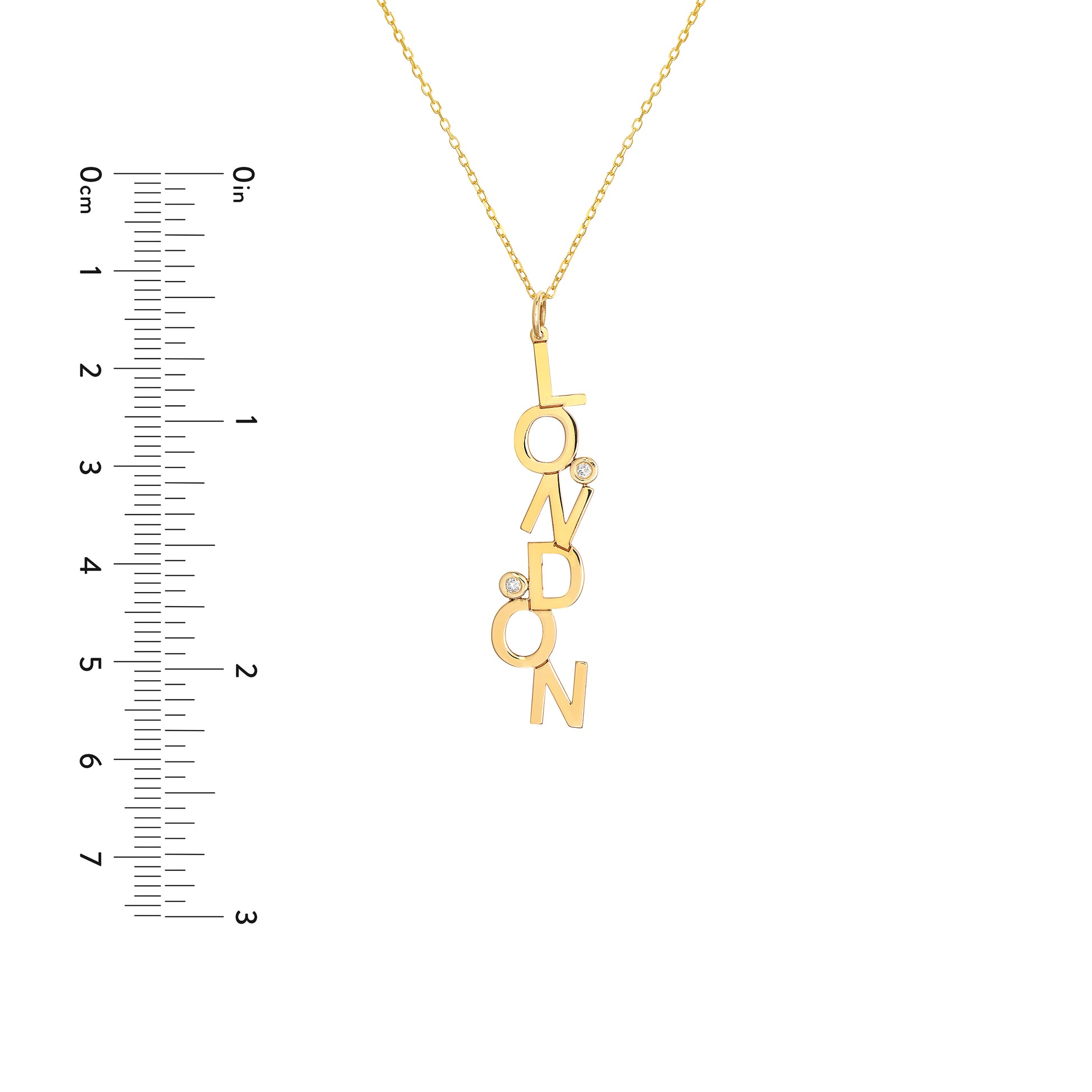 Dancing Block Letters Diamond Bezel Necklace