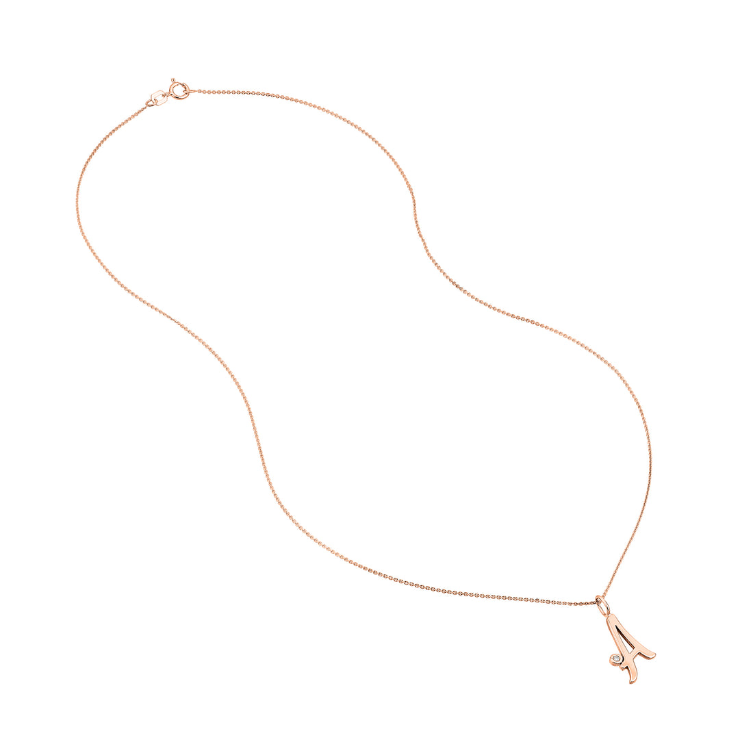 Script “A” Initial with Diamond Bezel Necklace