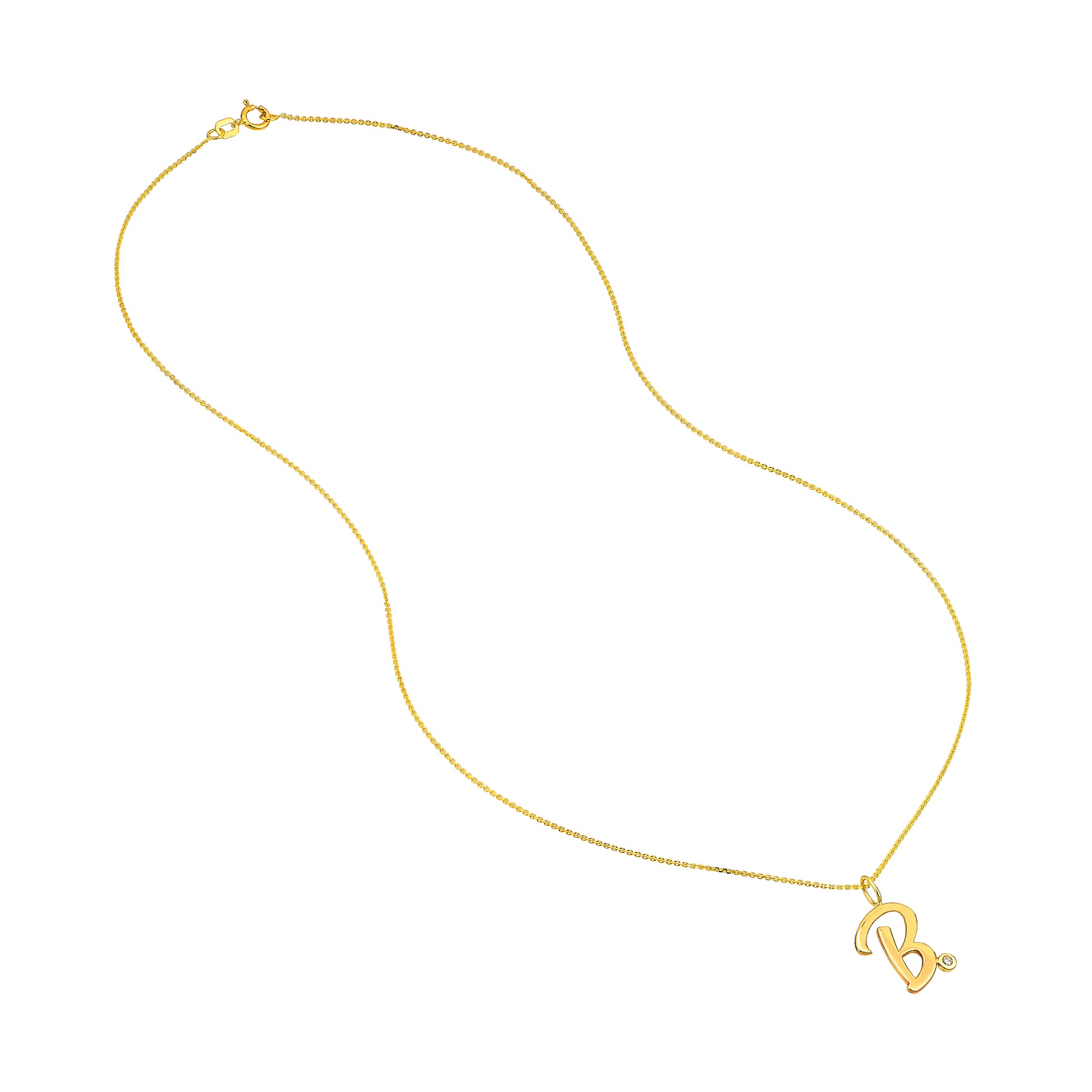 Script “B” Initial with Diamond Bezel Necklace