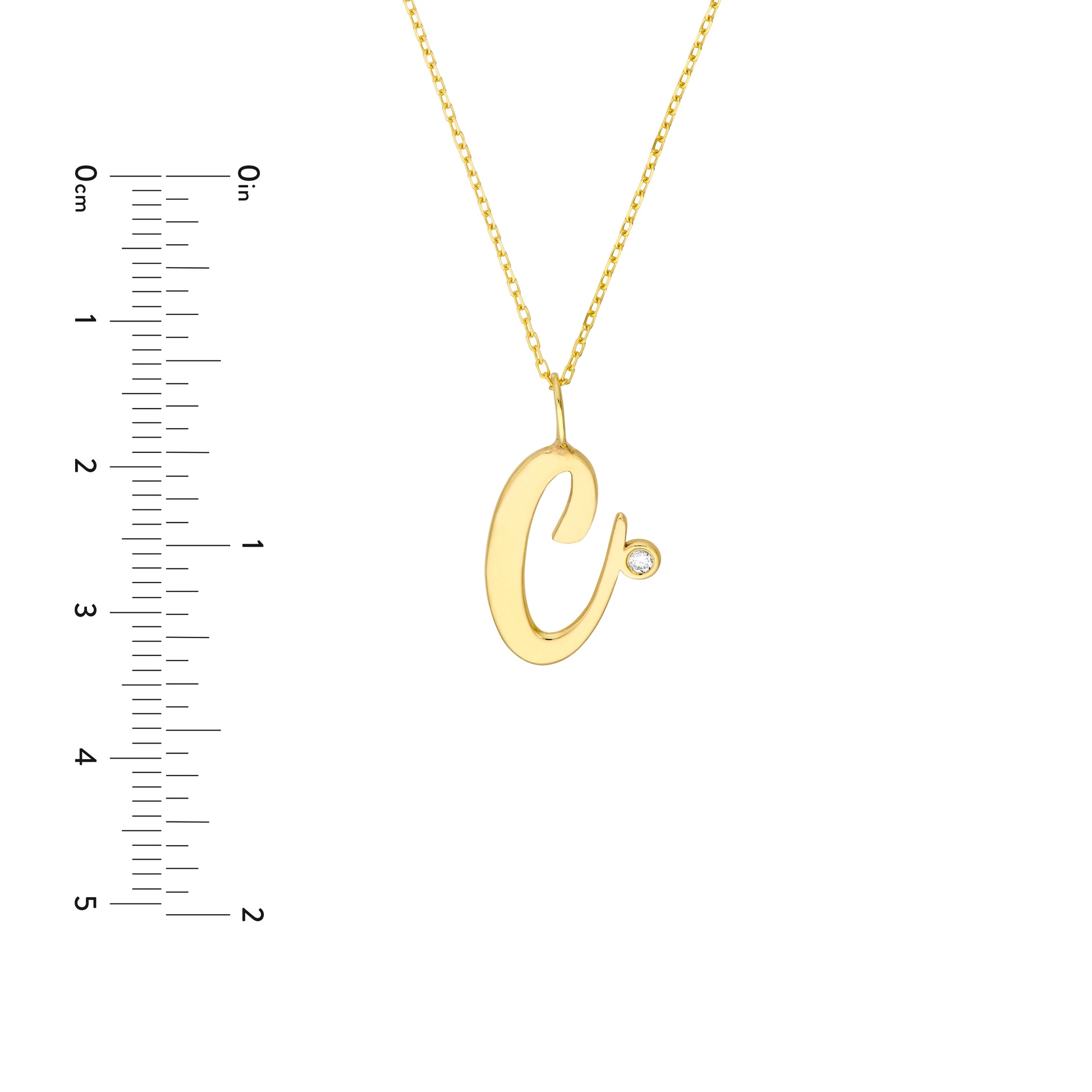 Script “C” Initial with Diamond Bezel Necklace