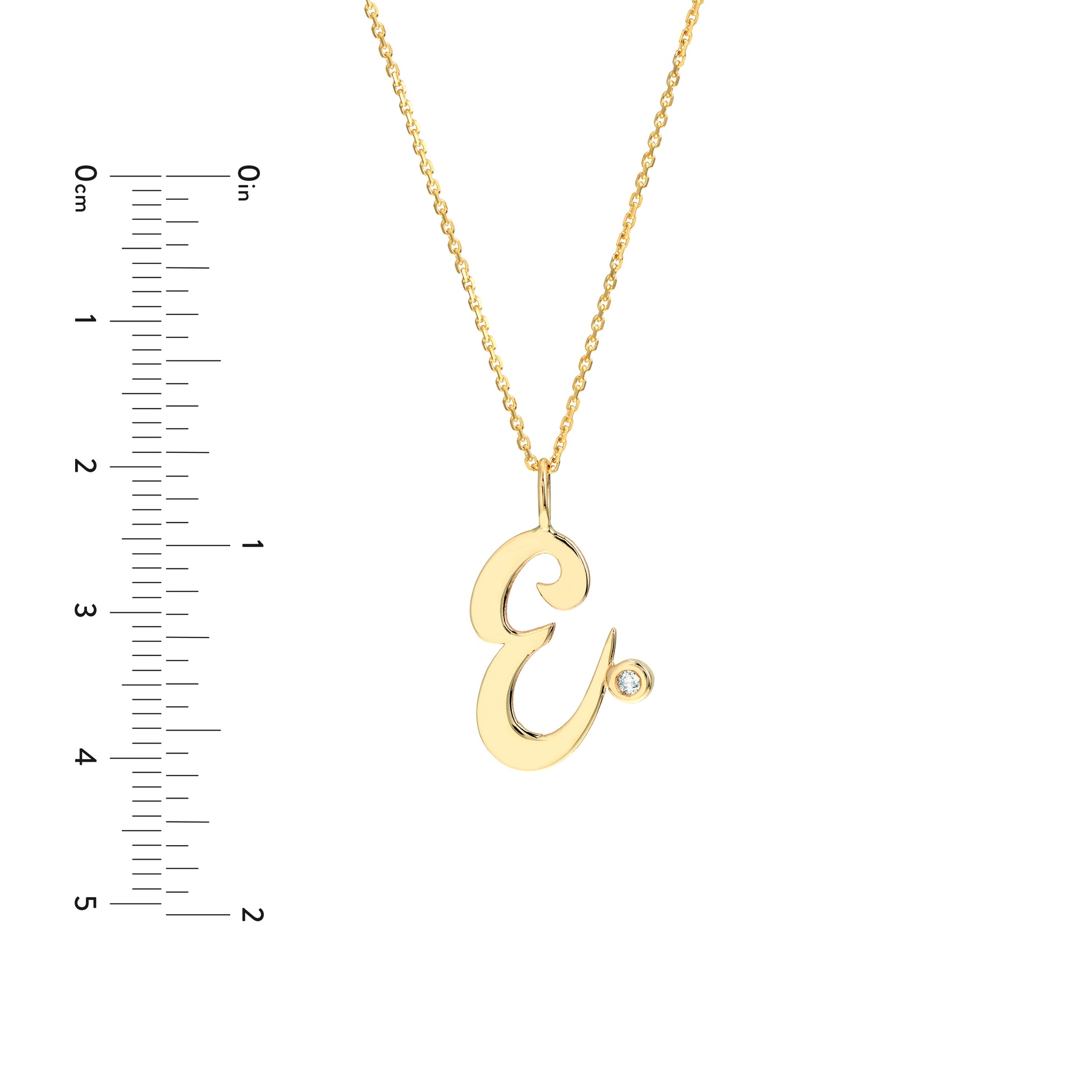 Script “E” Initial with Diamond Bezel Necklace