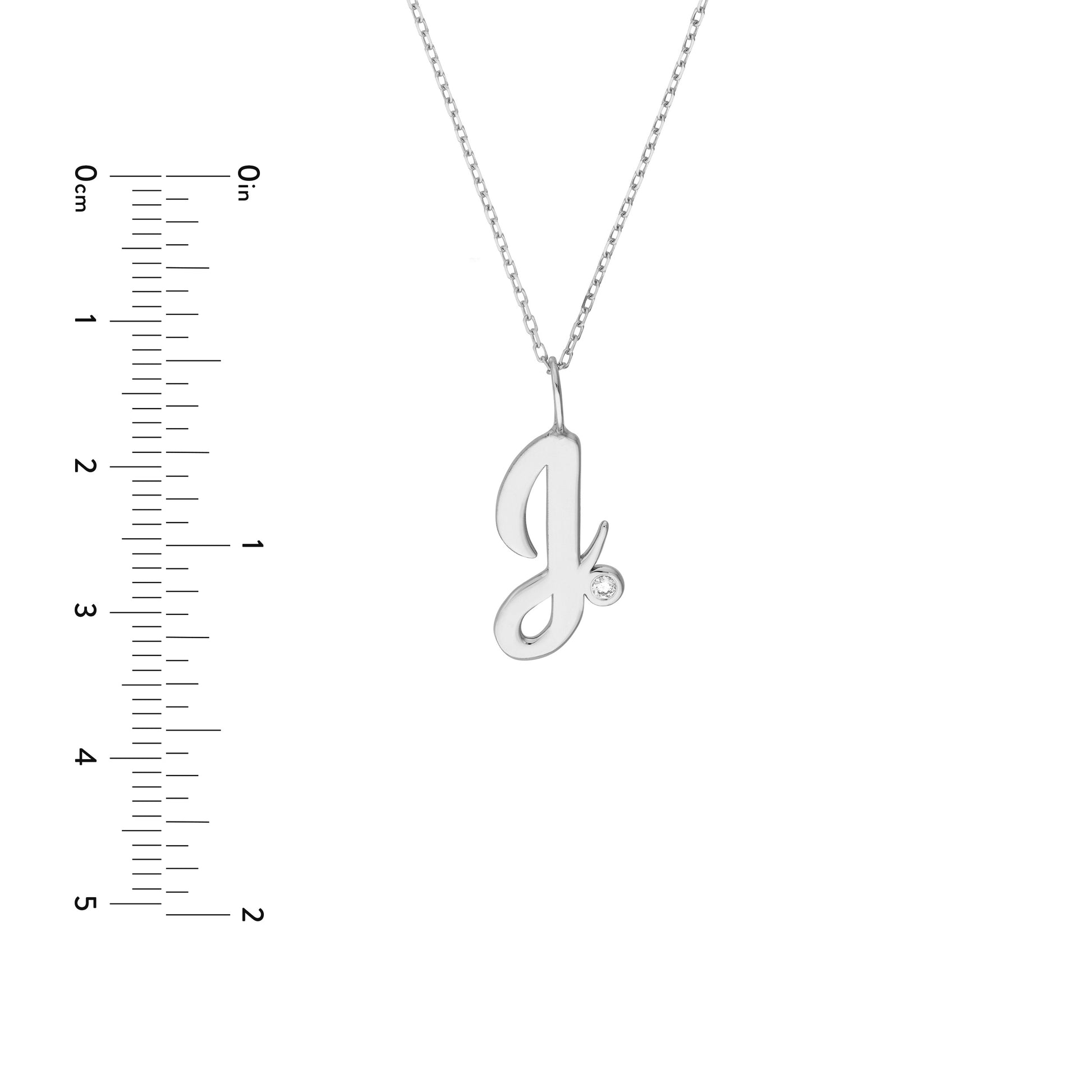 Script J with Diamond Bezel Necklace