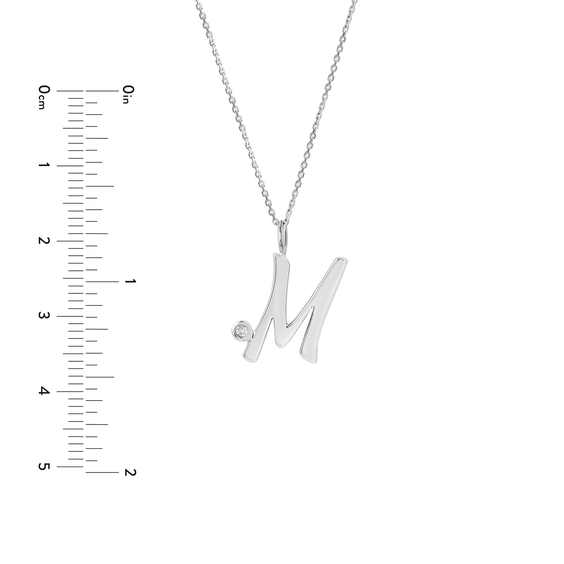 Script M with Diamond Bezel Necklace