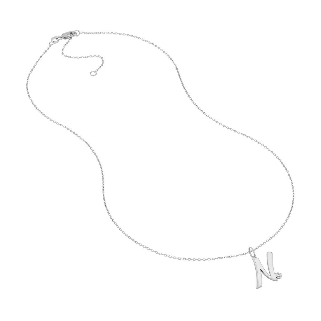 Script N with Diamond Bezel Necklace