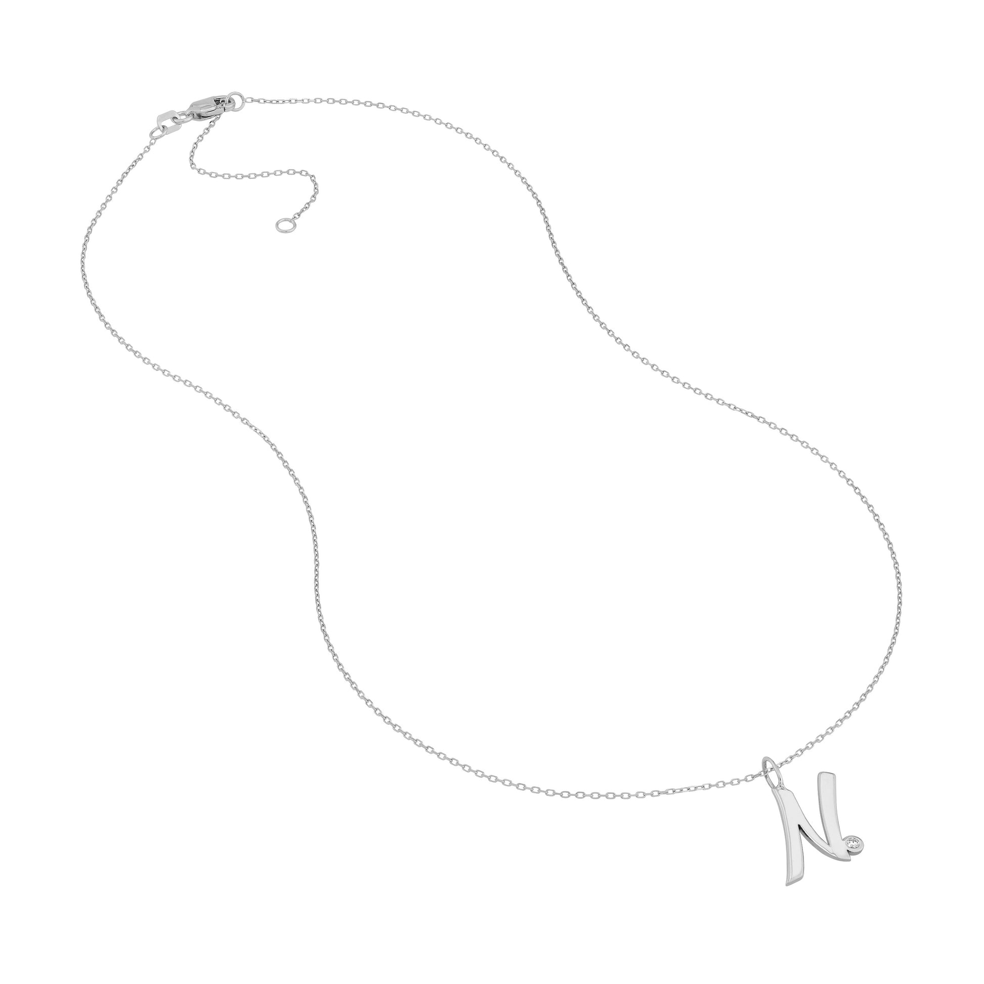 Script N with Diamond Bezel Necklace