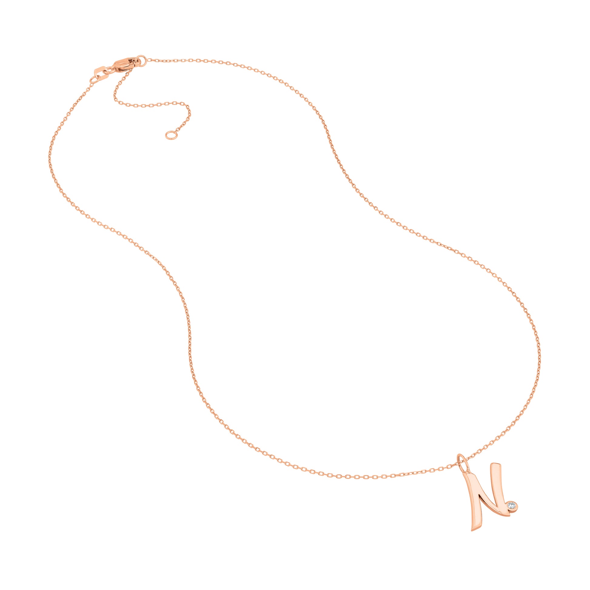 Script N with Diamond Bezel Necklace