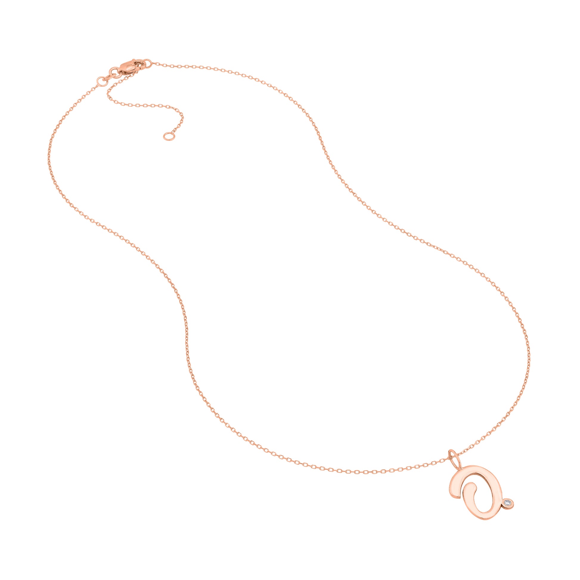 Script O with Diamond Bezel Necklace