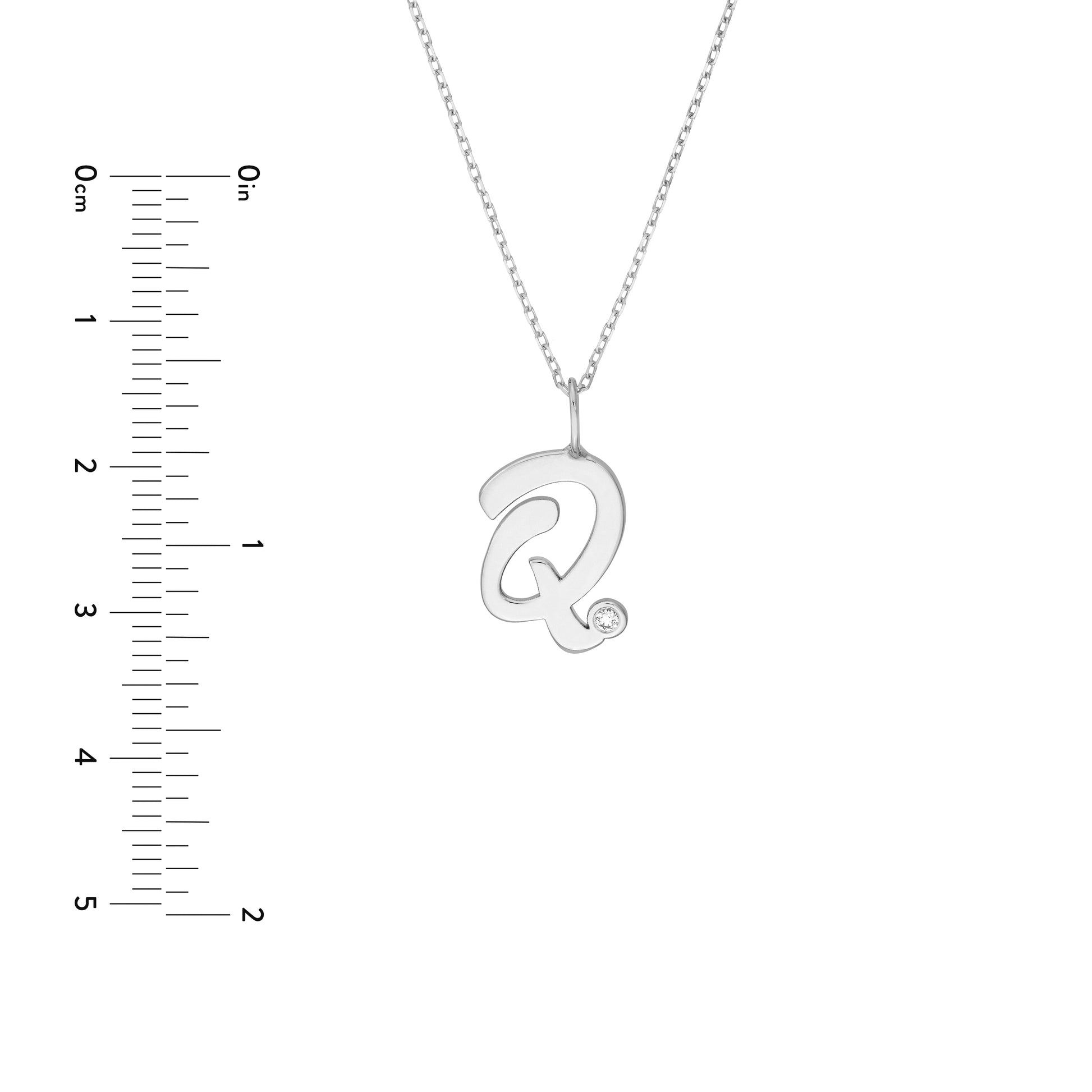 Script Q with Diamond Bezel Necklace