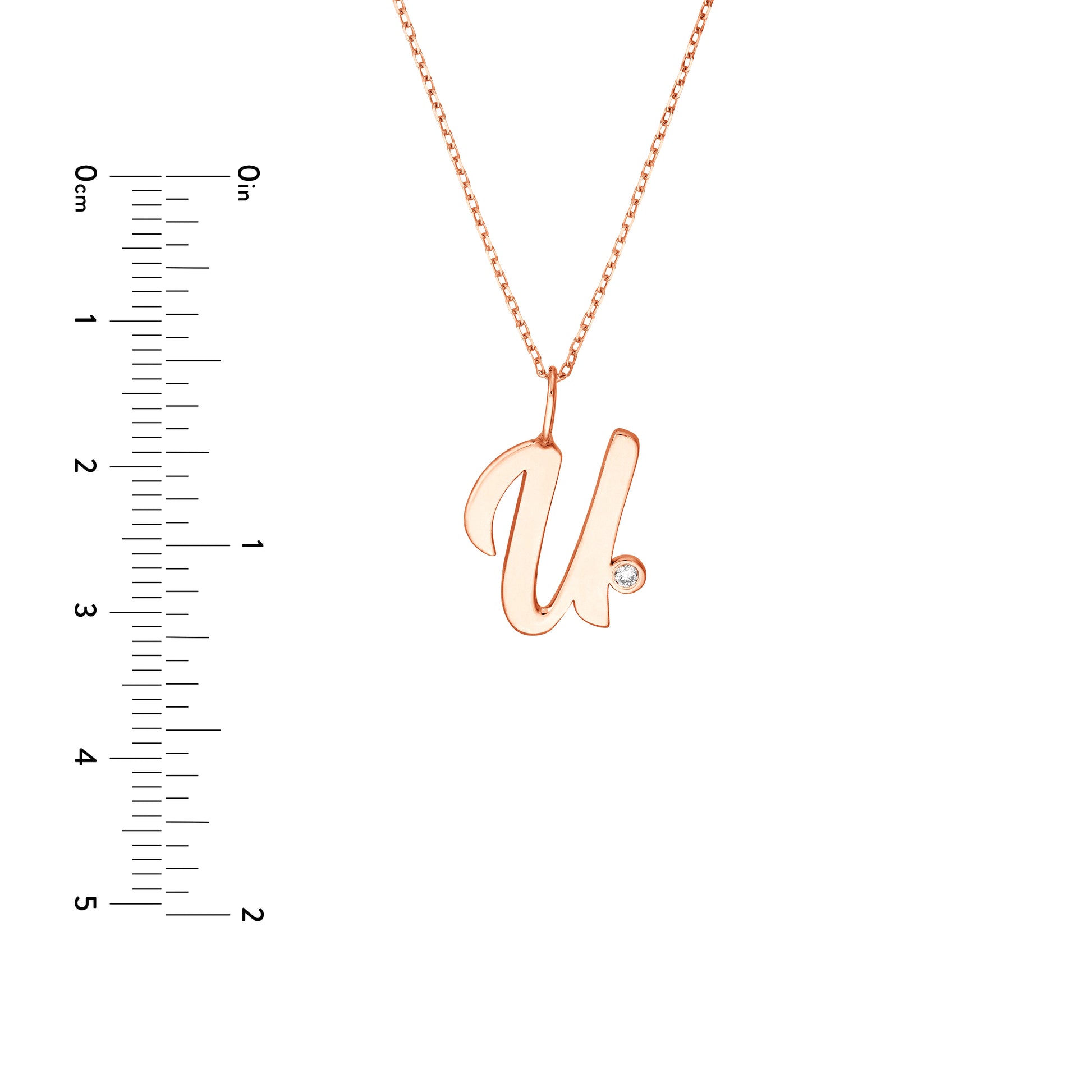 Script U with Diamond Bezel Necklace
