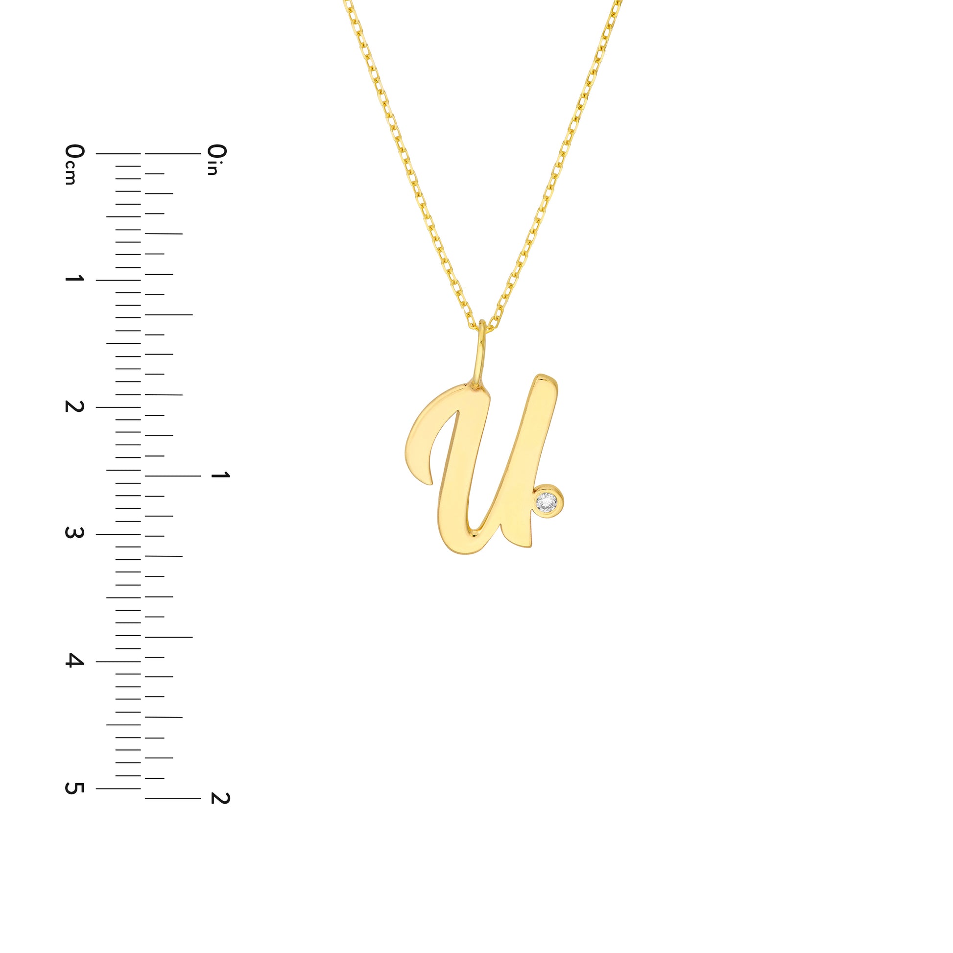 Script U with Diamond Bezel Necklace
