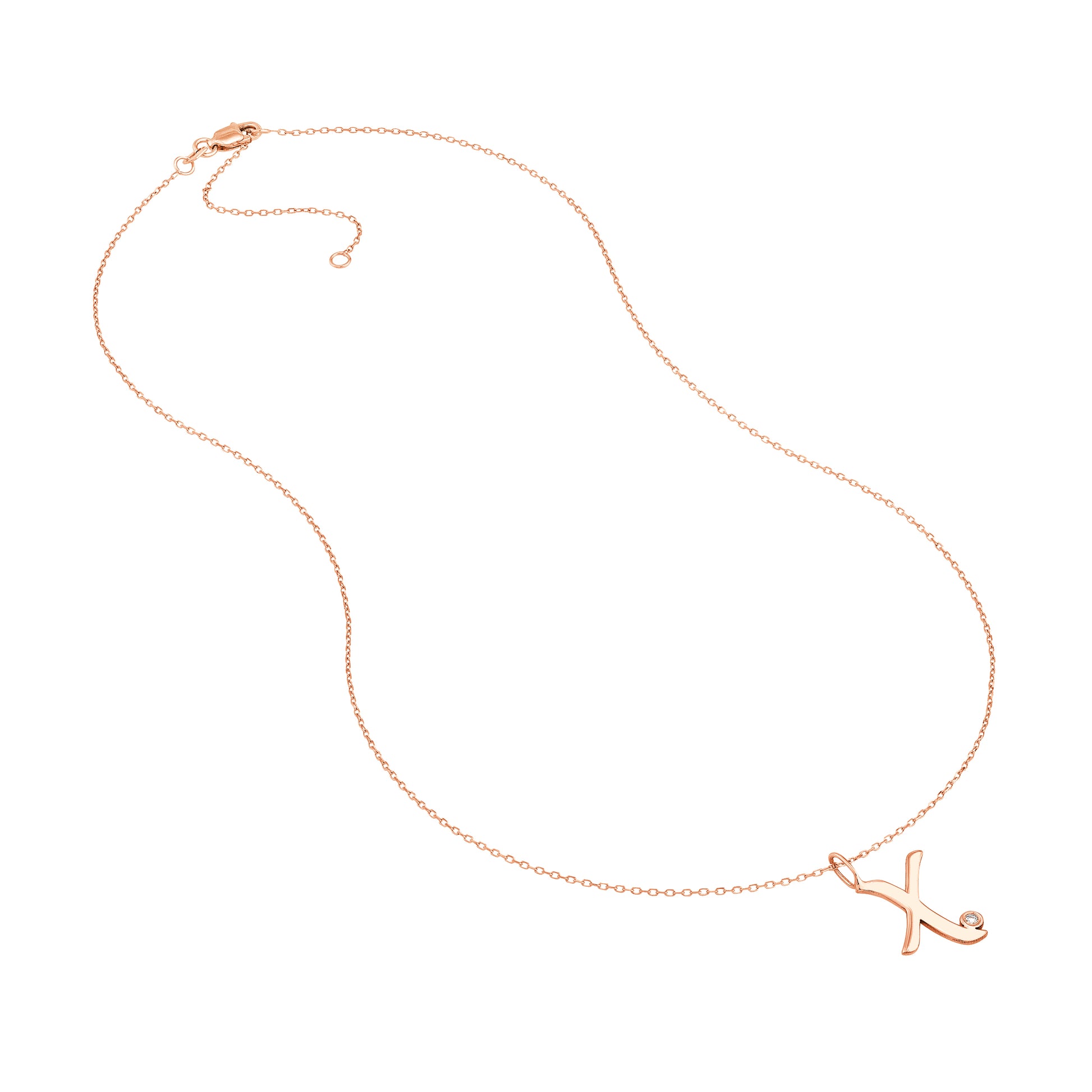 Script X with Diamond Bezel Necklace