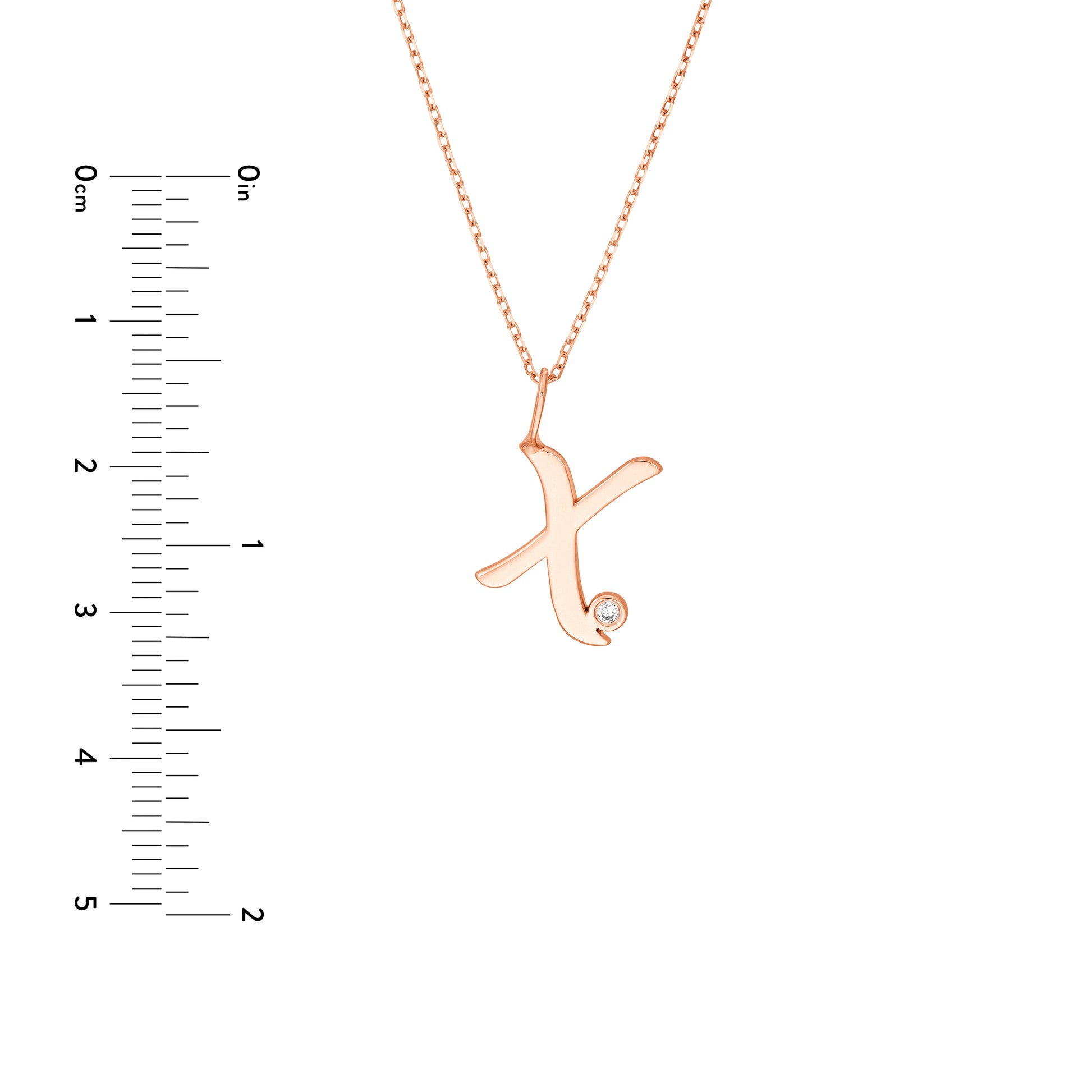 Script X with Diamond Bezel Necklace