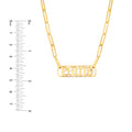 Gothic Nameplate Paper Clip Necklace w/Diamond