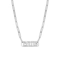 Gothic Nameplate Paper Clip Necklace w/Diamond