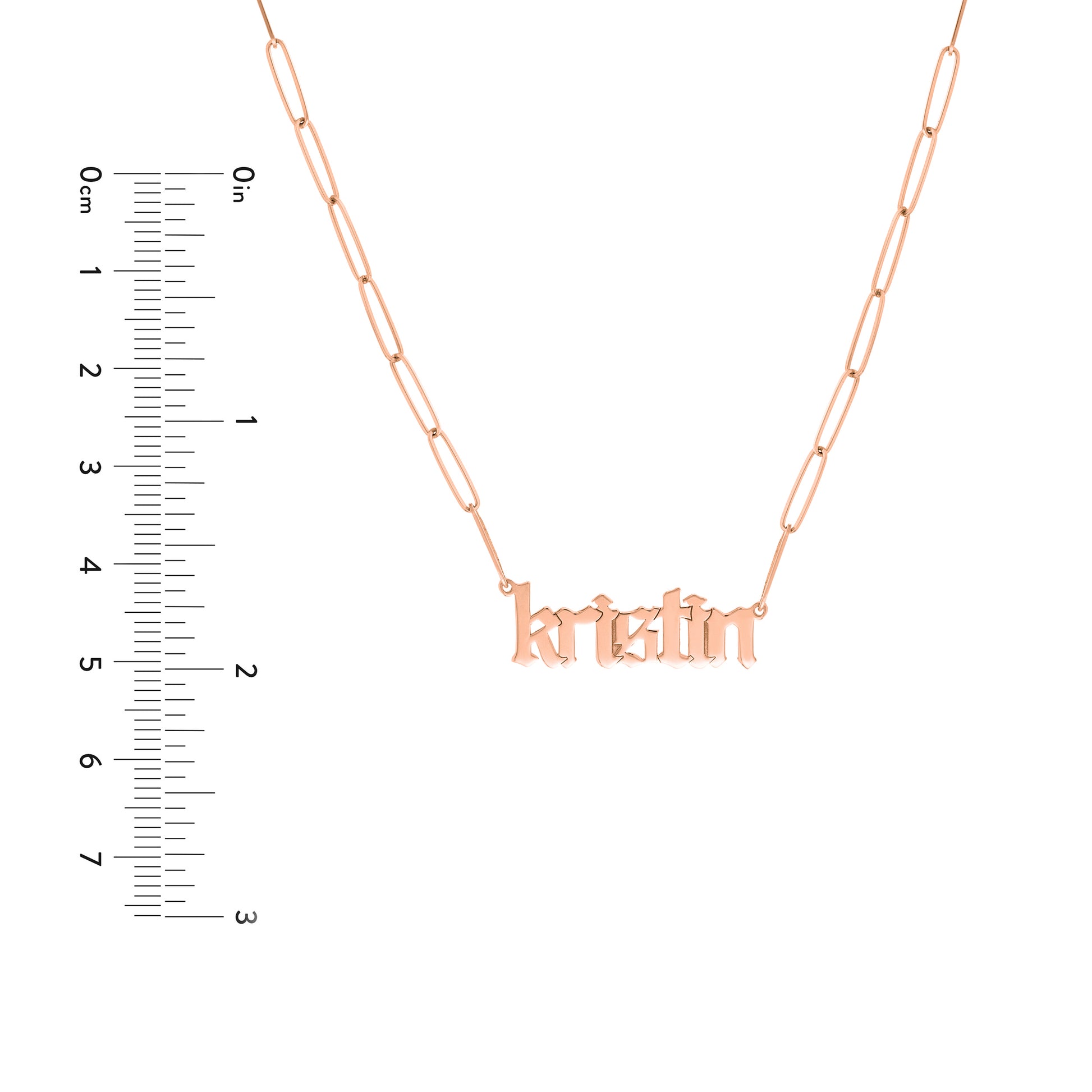 Gothic Nameplate Paper Clip Necklace