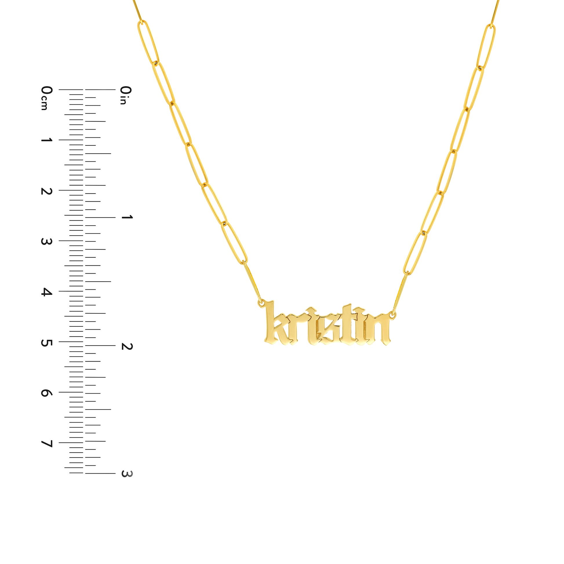 Gothic Nameplate Paper Clip Necklace