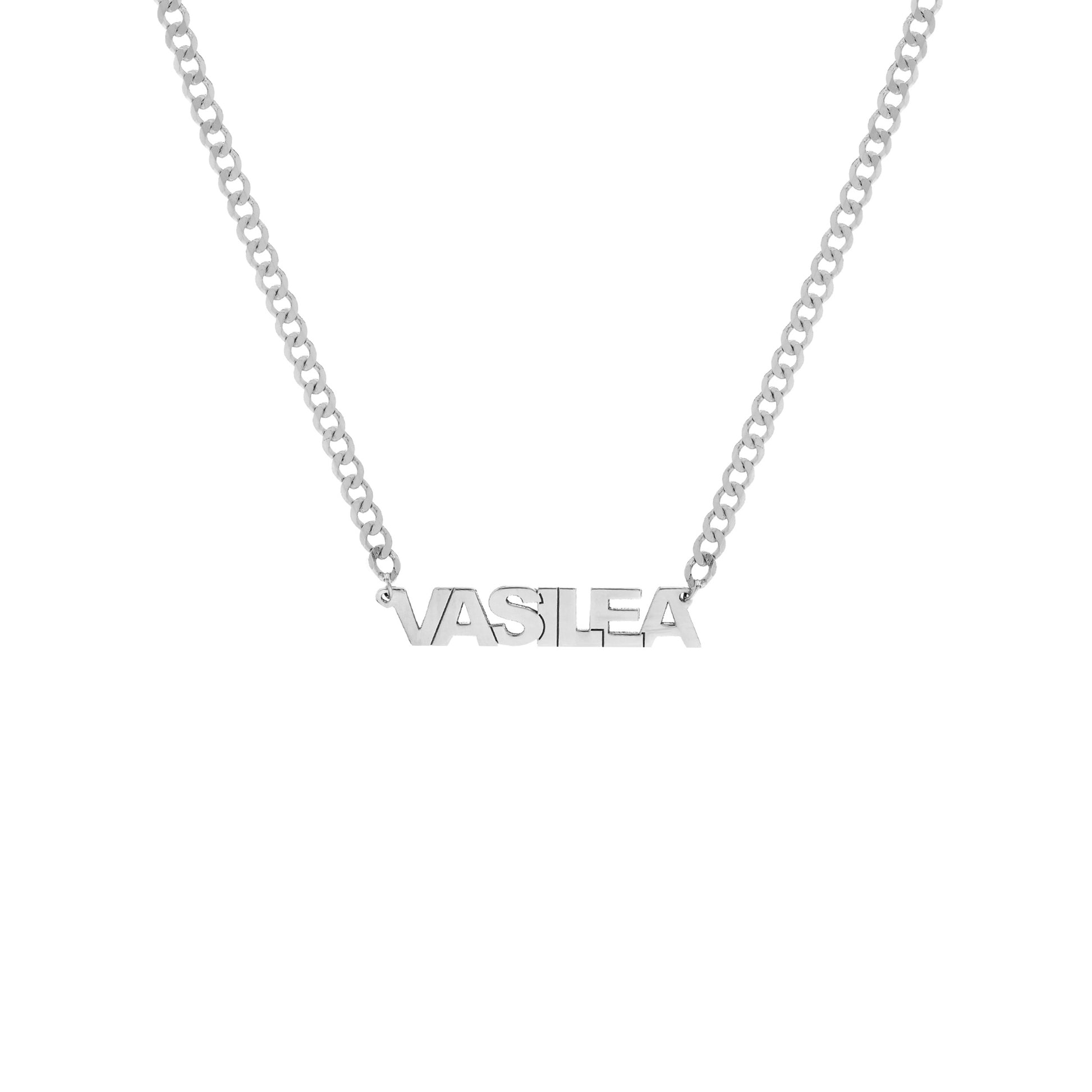 Block Nameplate Curb Chain Necklace