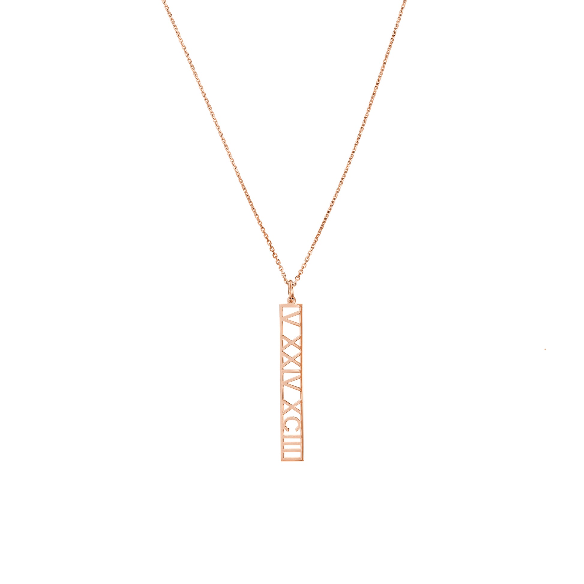 5mm Vertical Roman Numeral Pendant Necklace