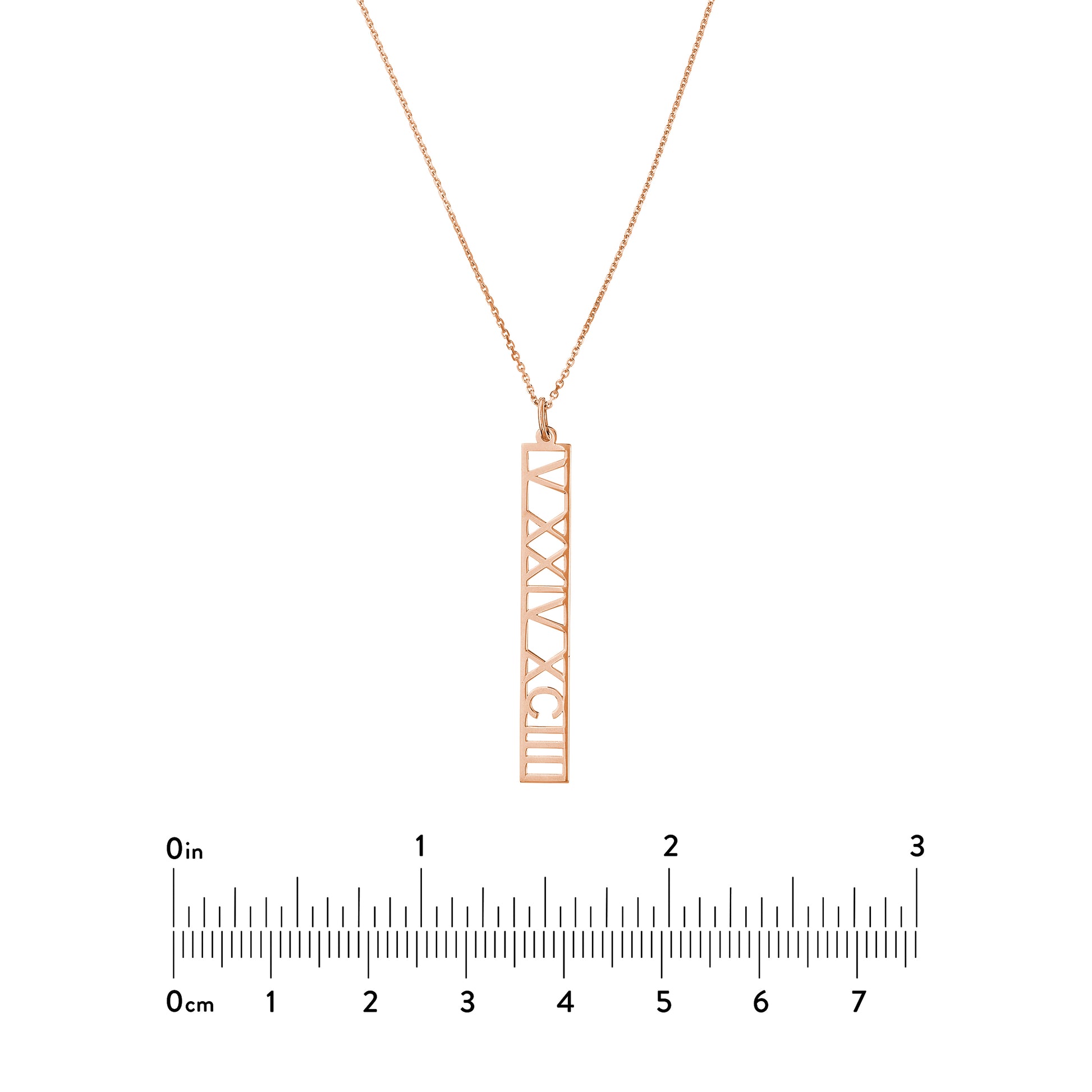 5mm Vertical Roman Numeral Pendant Necklace