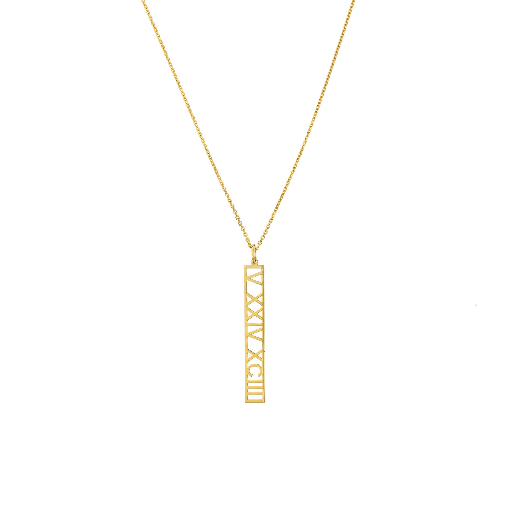 5mm Vertical Roman Numeral Pendant Necklace