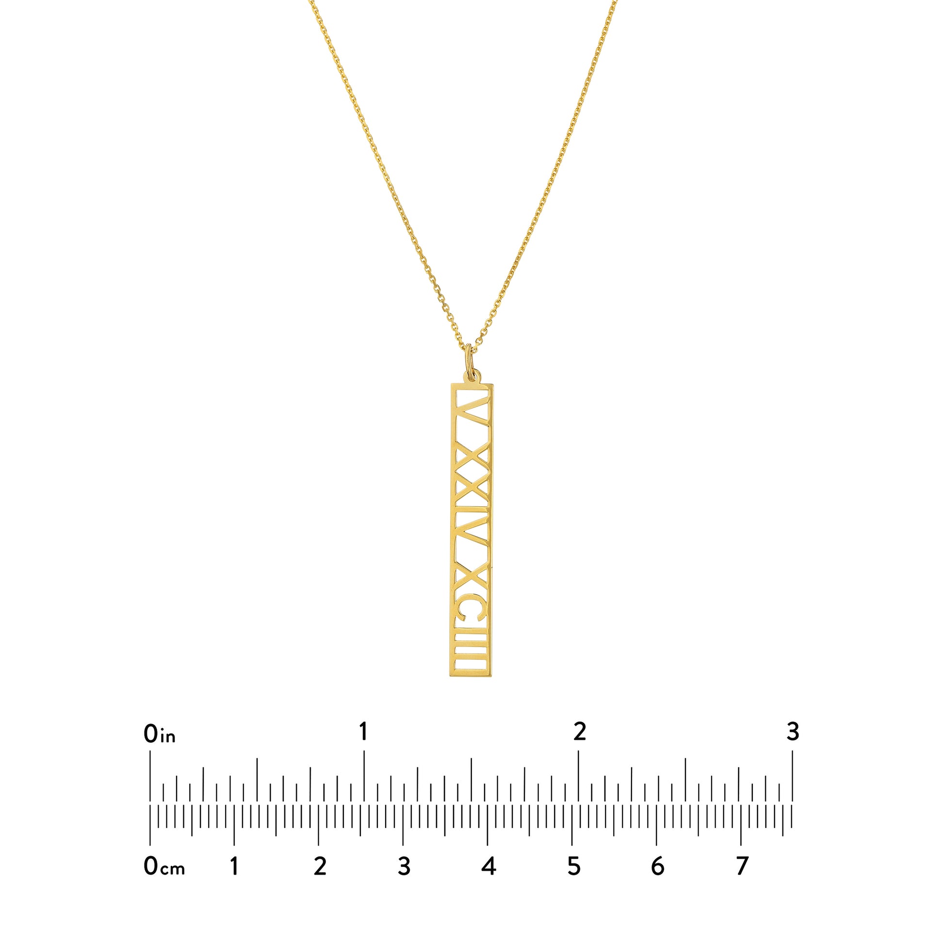 5mm Vertical Roman Numeral Pendant Necklace