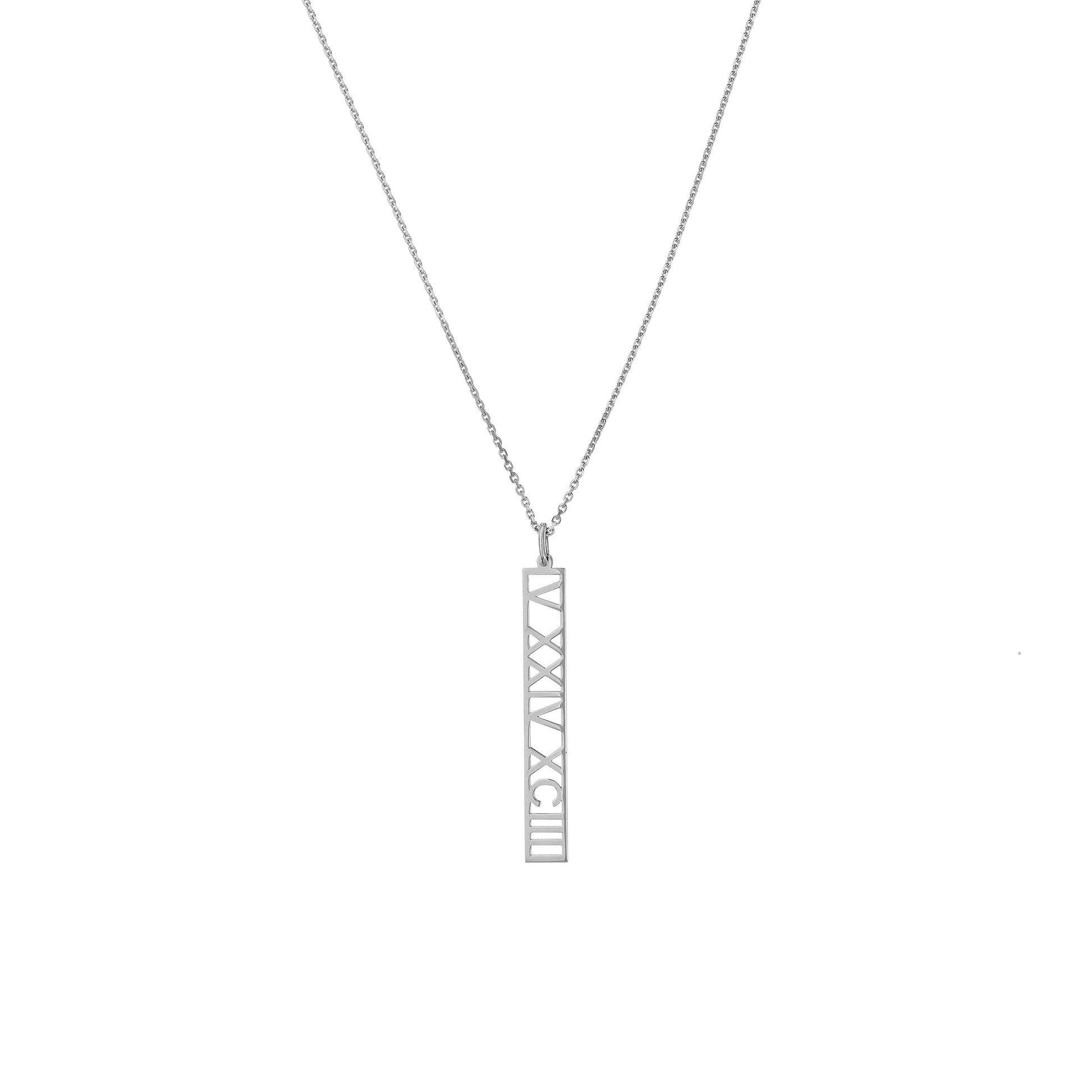5mm Vertical Roman Numeral Pendant Necklace