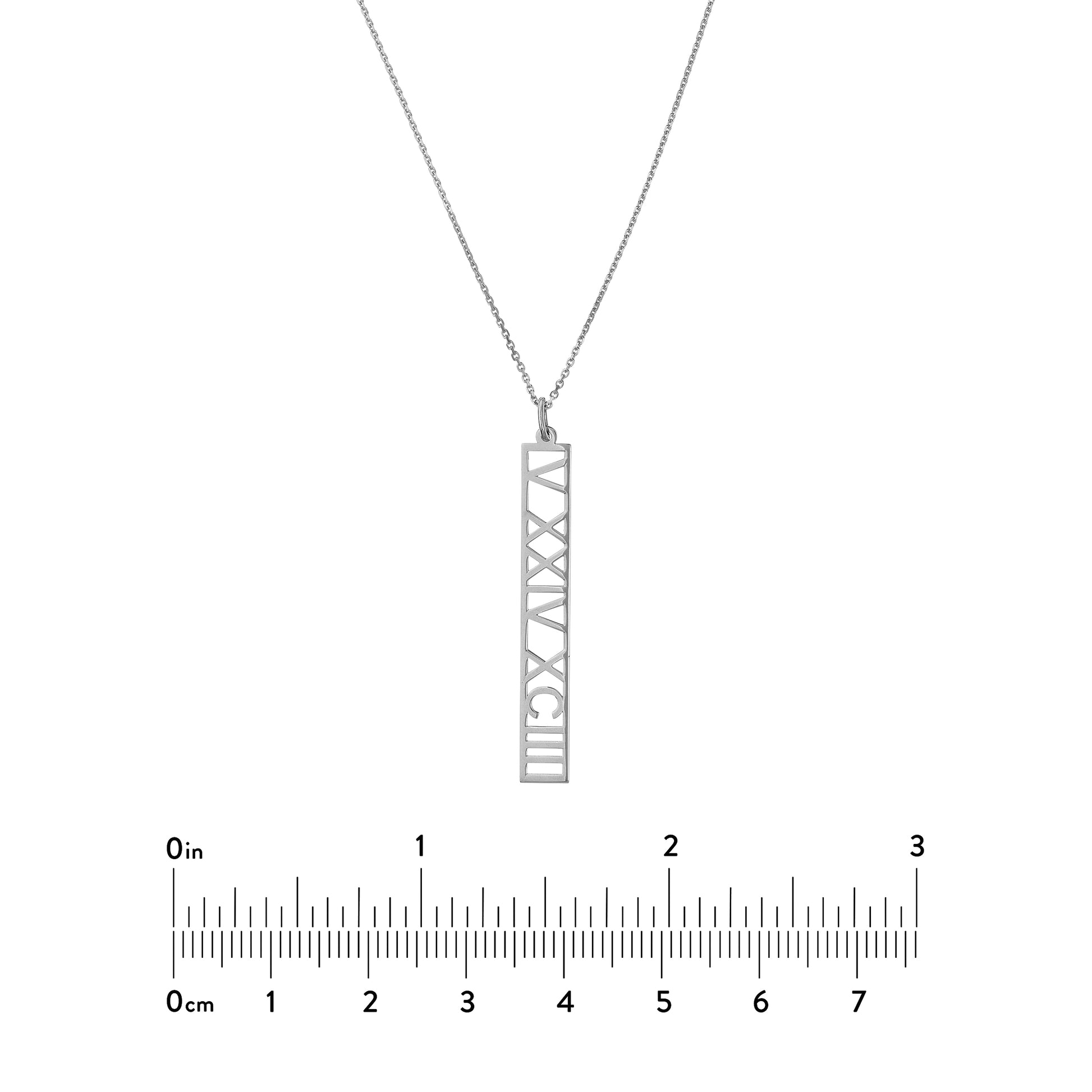 5mm Vertical Roman Numeral Pendant Necklace