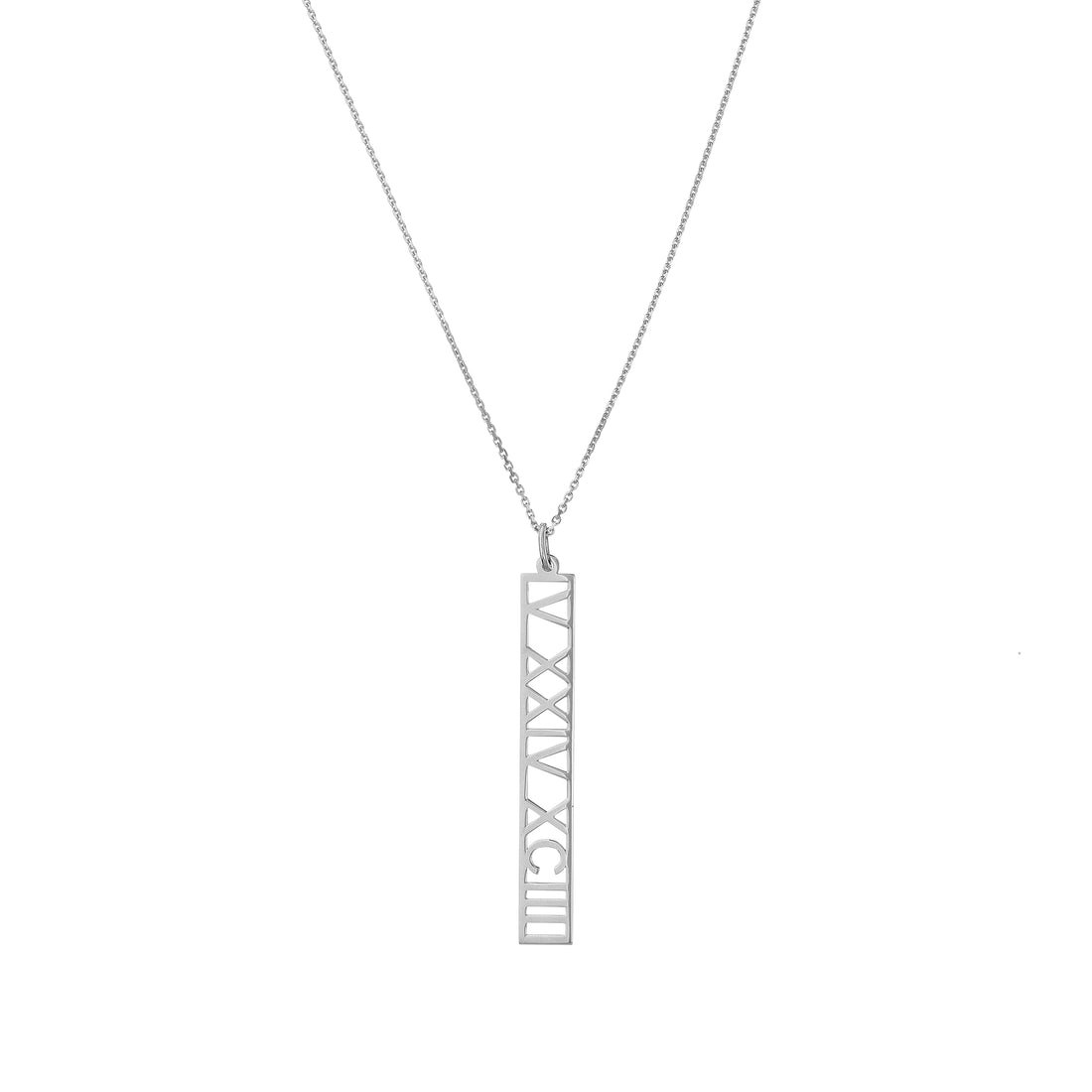 5mm Vertical Roman Numeral Pendant Necklace