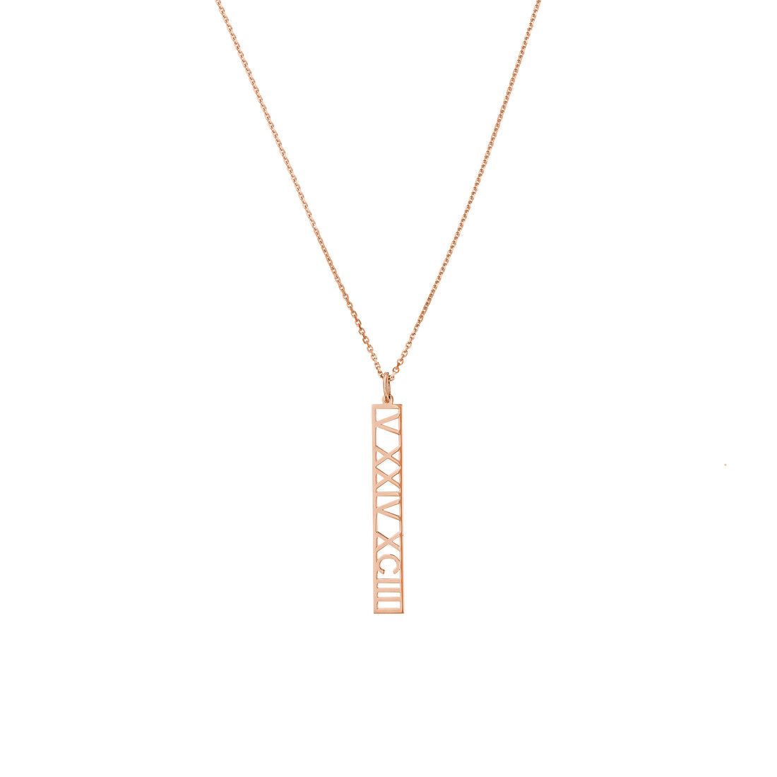 5mm Vertical Roman Numeral Pendant Necklace