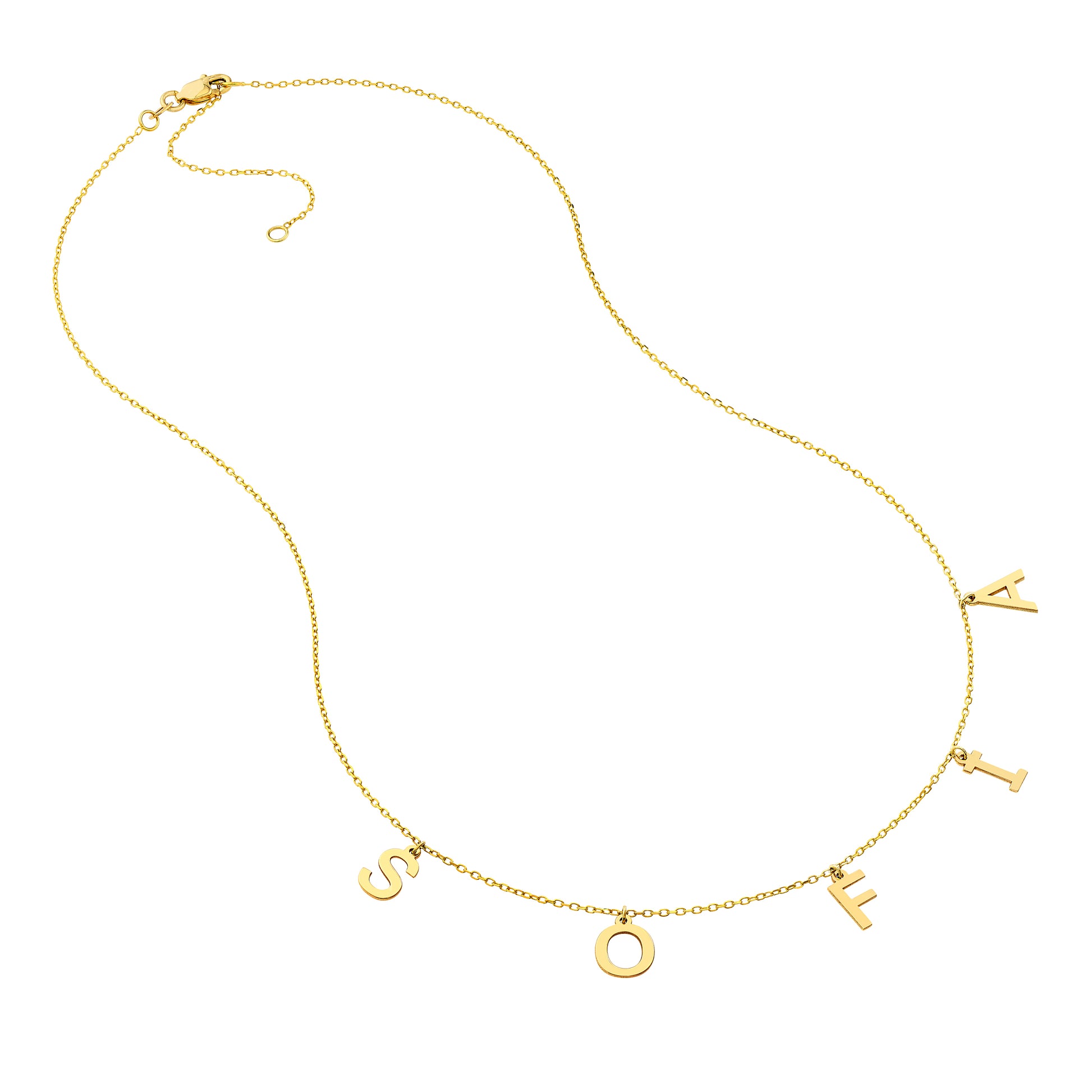 Block Initials Dangle Station Necklace