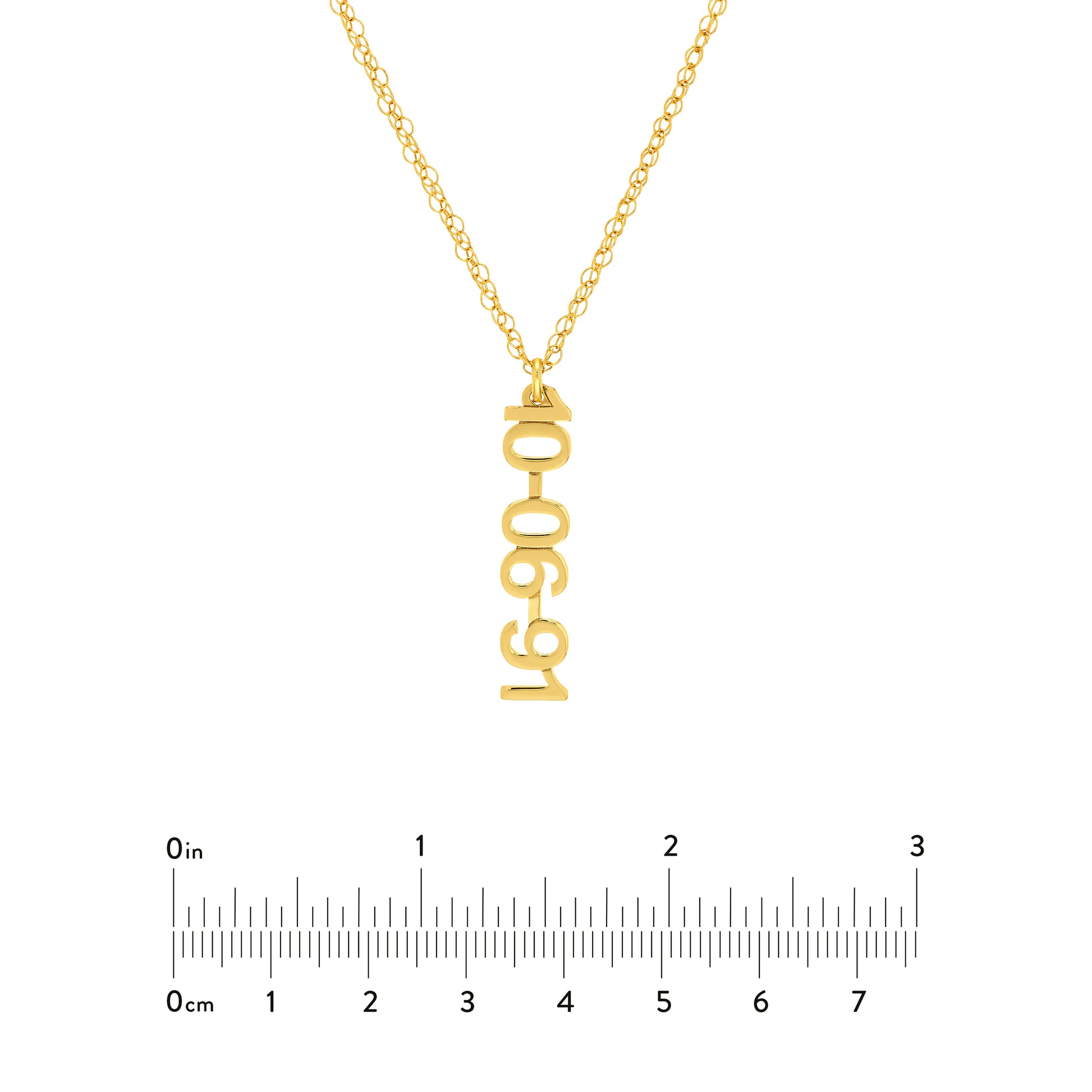 7mm Vertical Block Numeral Necklace