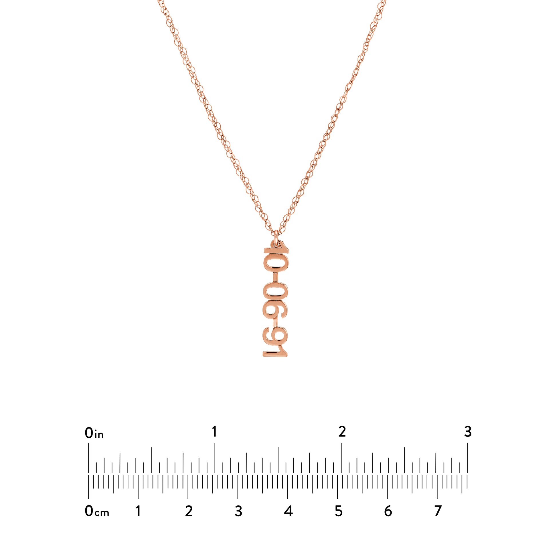 5mm Vertical Block Numeral Necklace