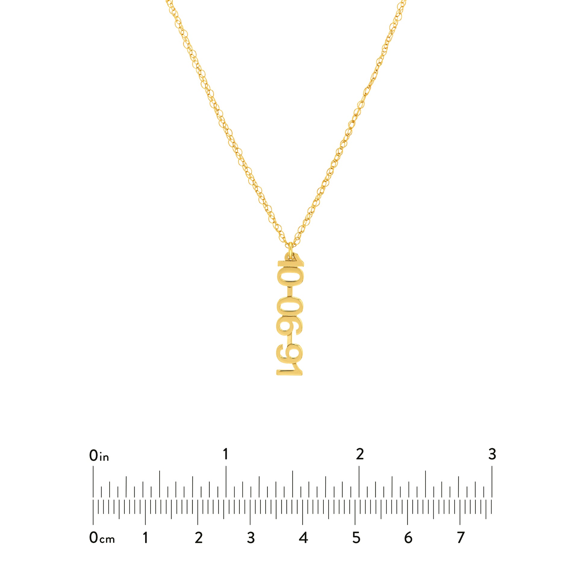 5mm Vertical Block Numeral Necklace