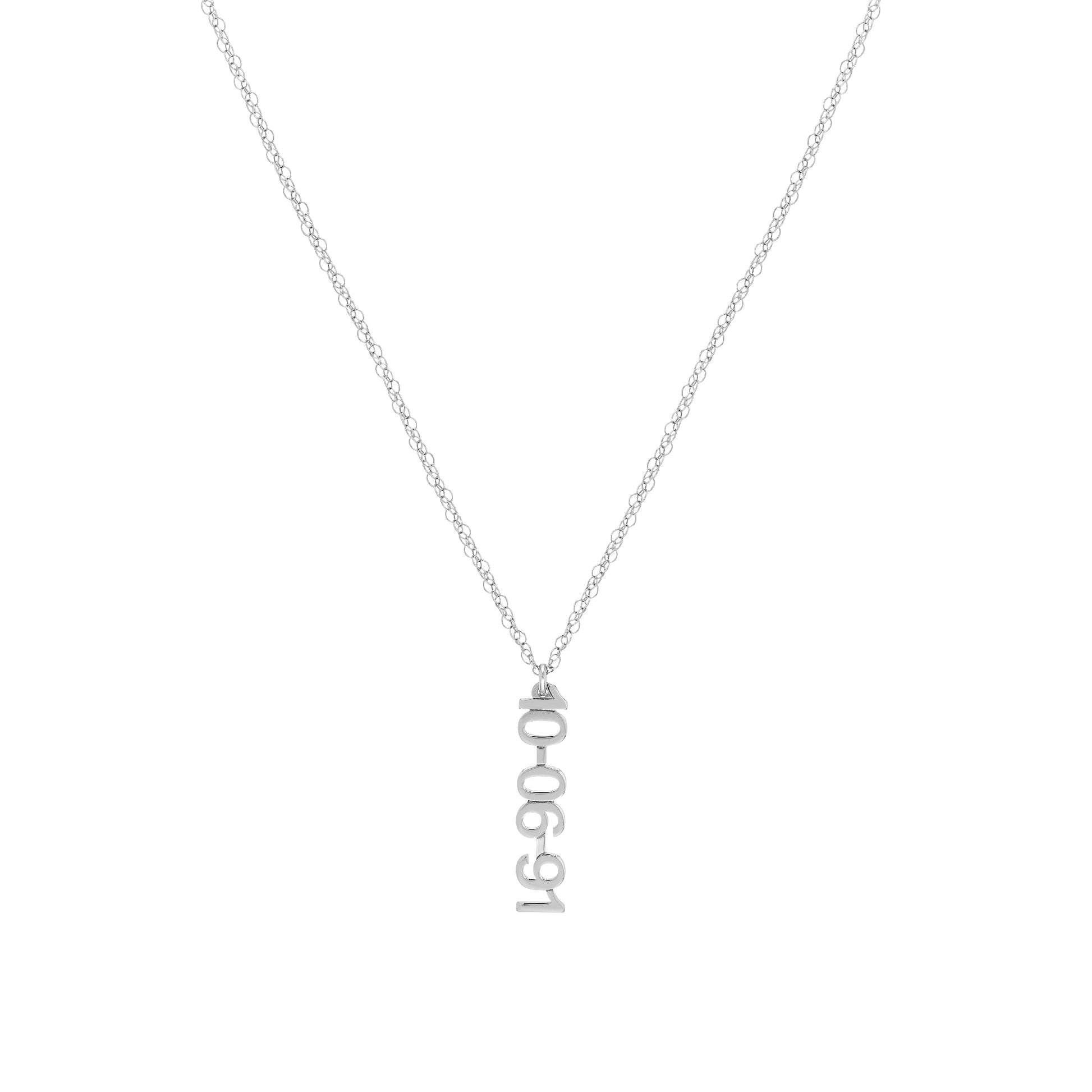 5mm Vertical Block Numeral Necklace