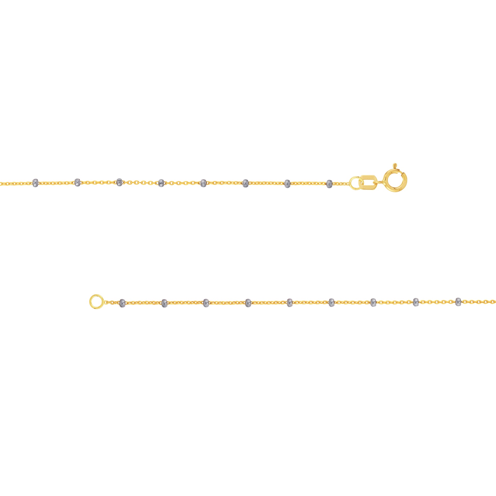 1.80mm Two-Tone Saturn Bead Chain with Spring Ring