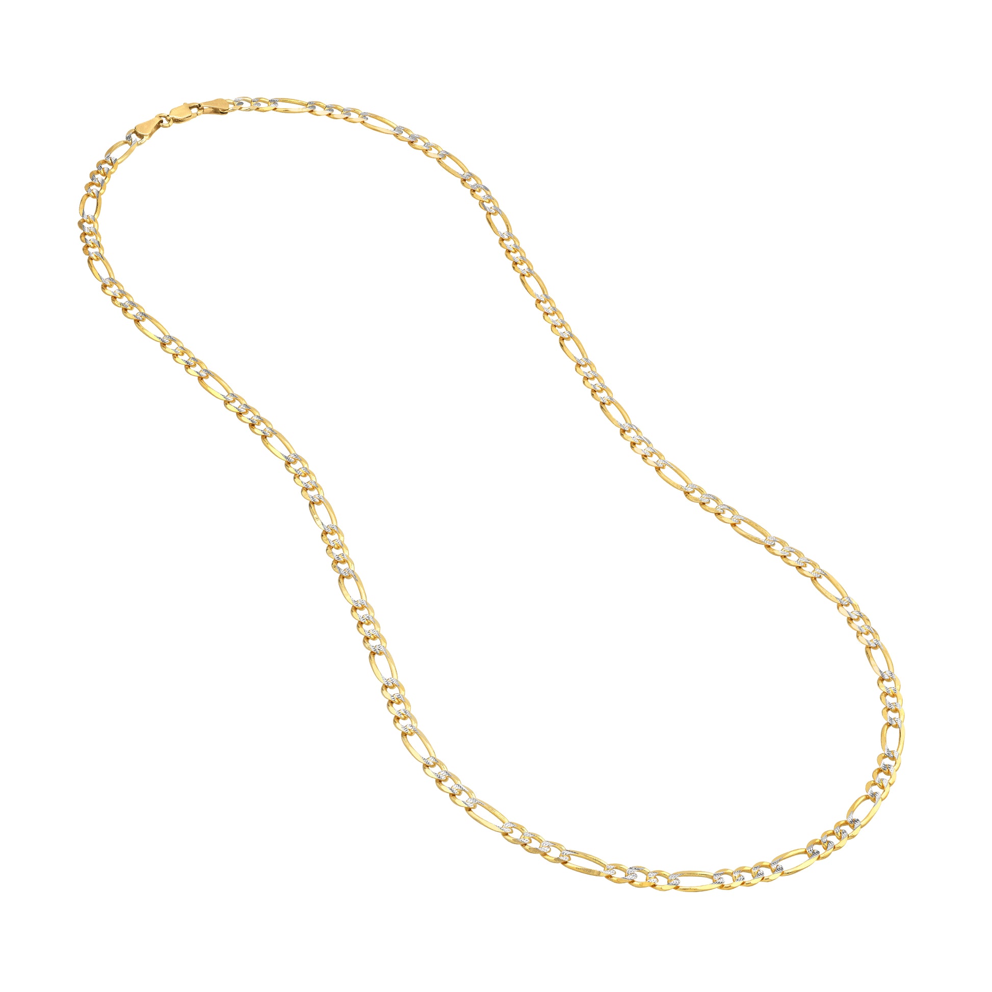 4.75mm Two-Tone Pavé Figaro Chain with Lobster Lock