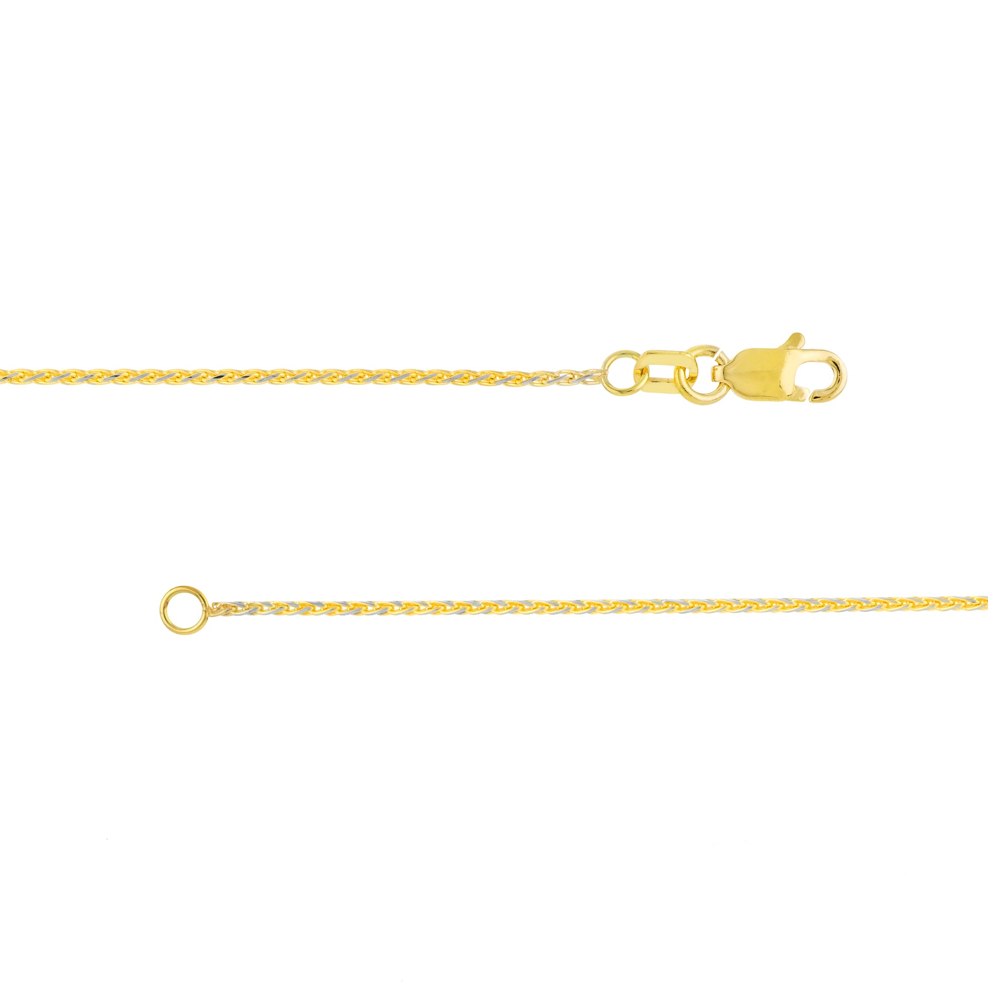 1.20mm Two-Tone Pavé Wheat Chain with Lobster Lock