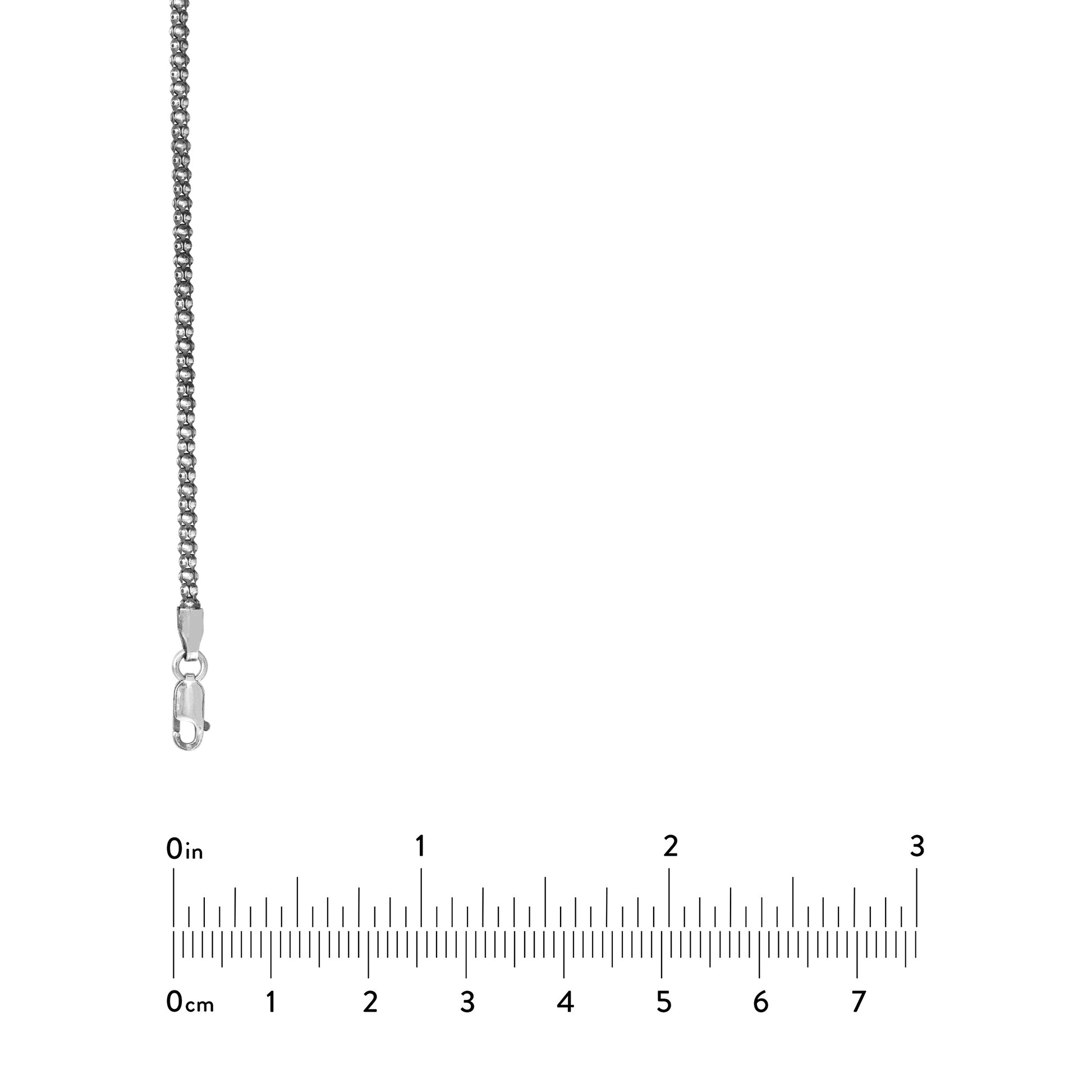 Sterling Silver 2.3mm Oxidized Popcorn Chain with Lobster Lo