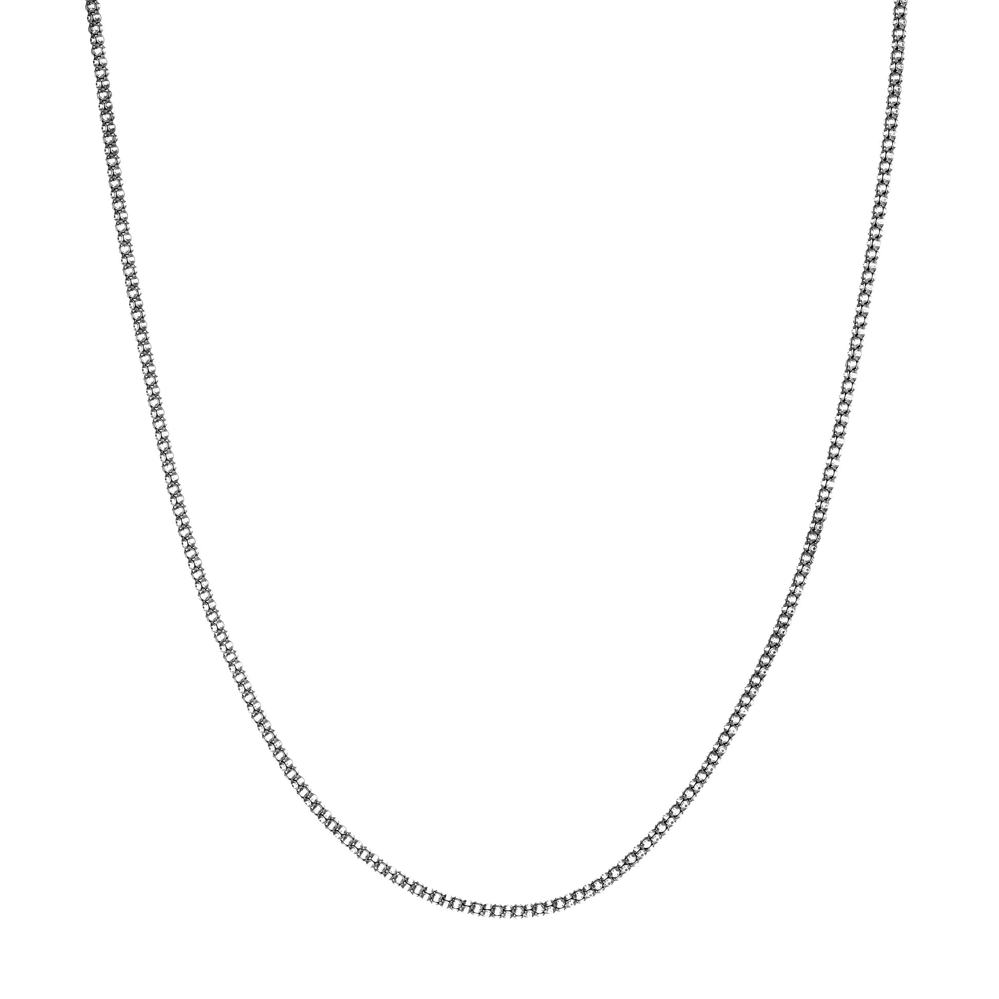 Sterling Silver 2.3mm Oxidized Popcorn Chain with Lobster Lo