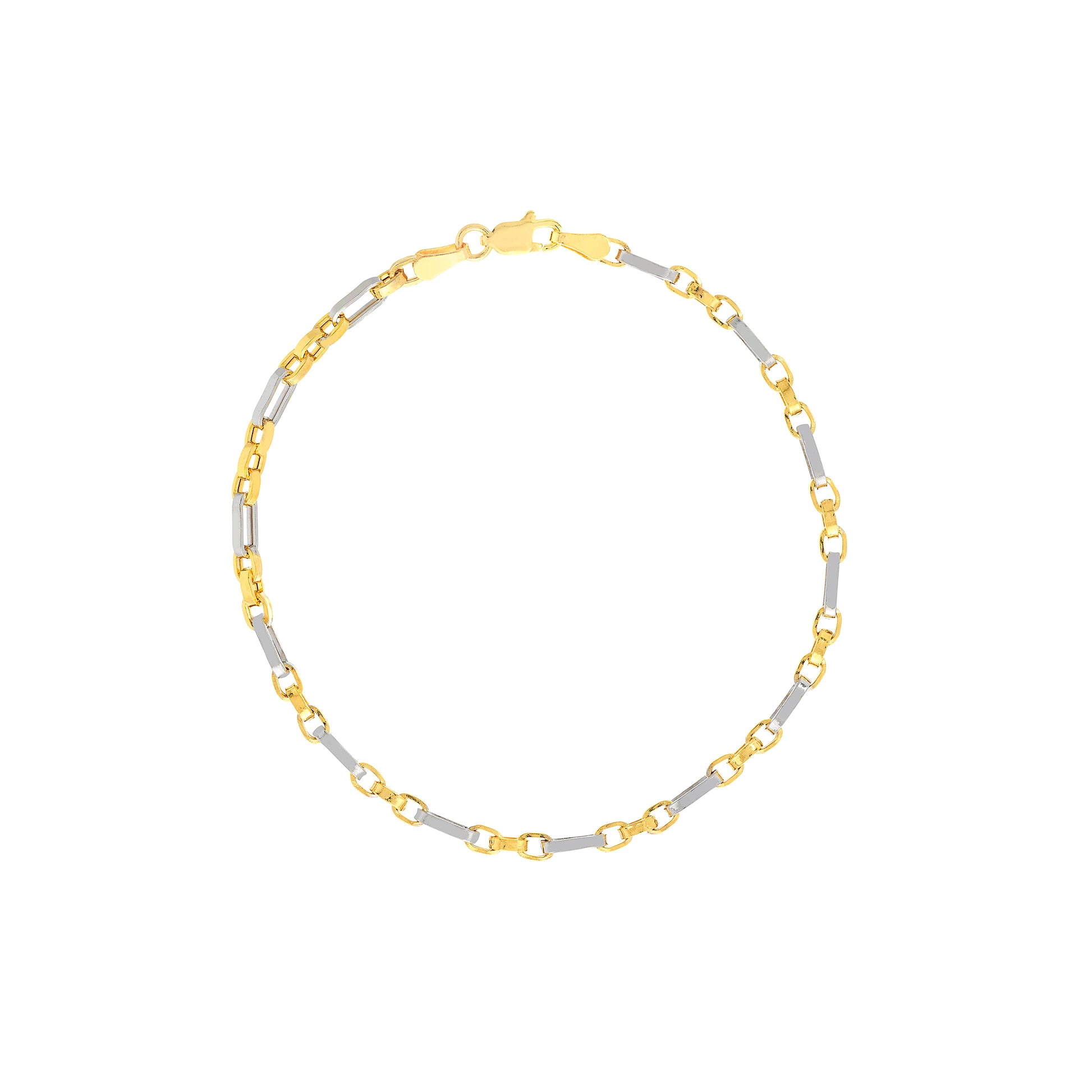 Two-Tone Figaro Square Rolo Chain Bracelet
