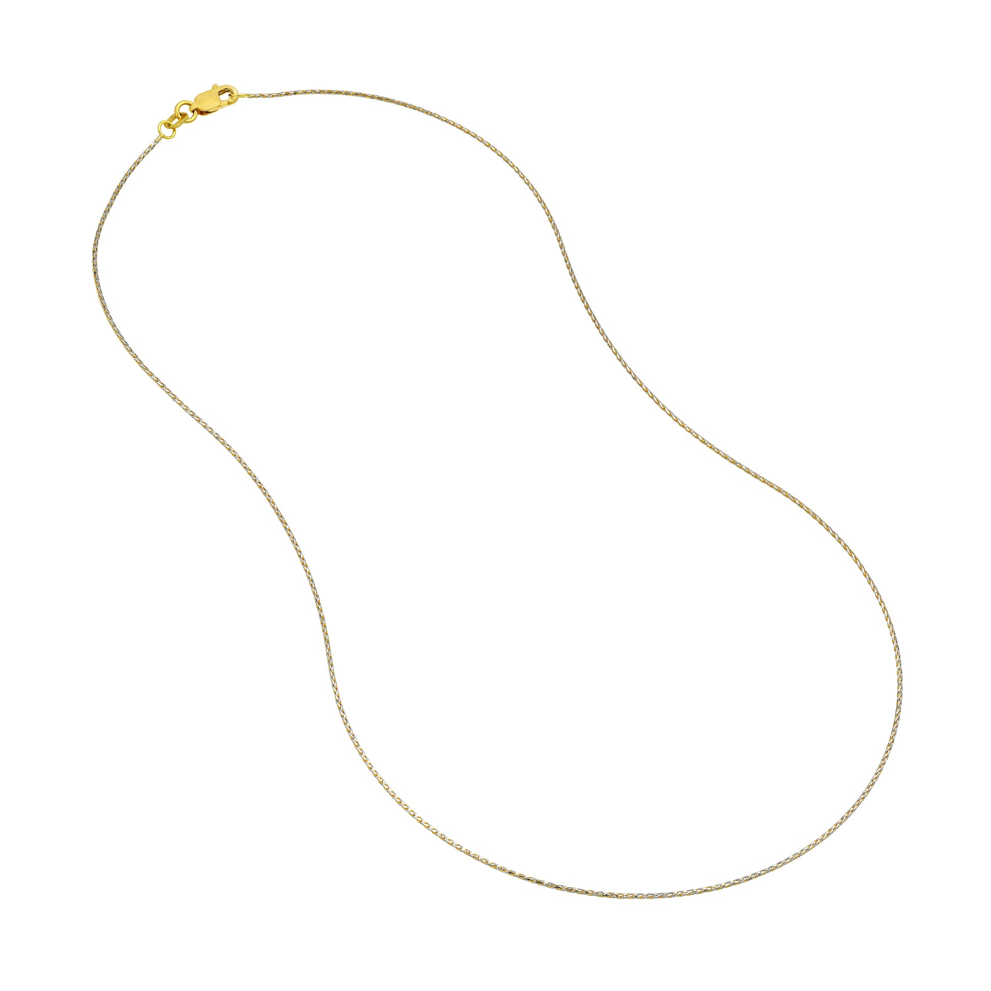 1.05mm Two-Tone Pavé Wheat Chain with Lobster Lock