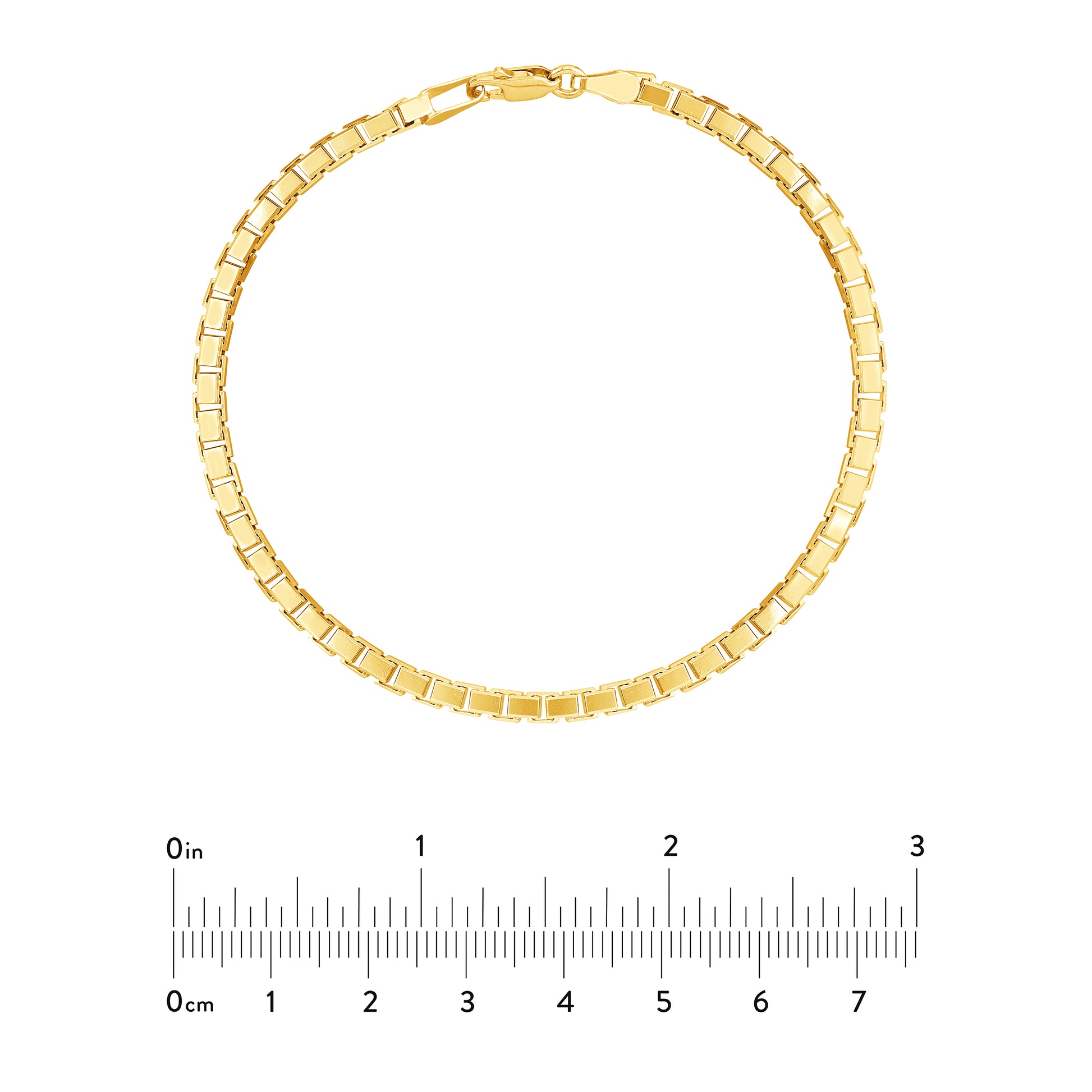 3.4mm Box Chain Bracelet with Spring Ring