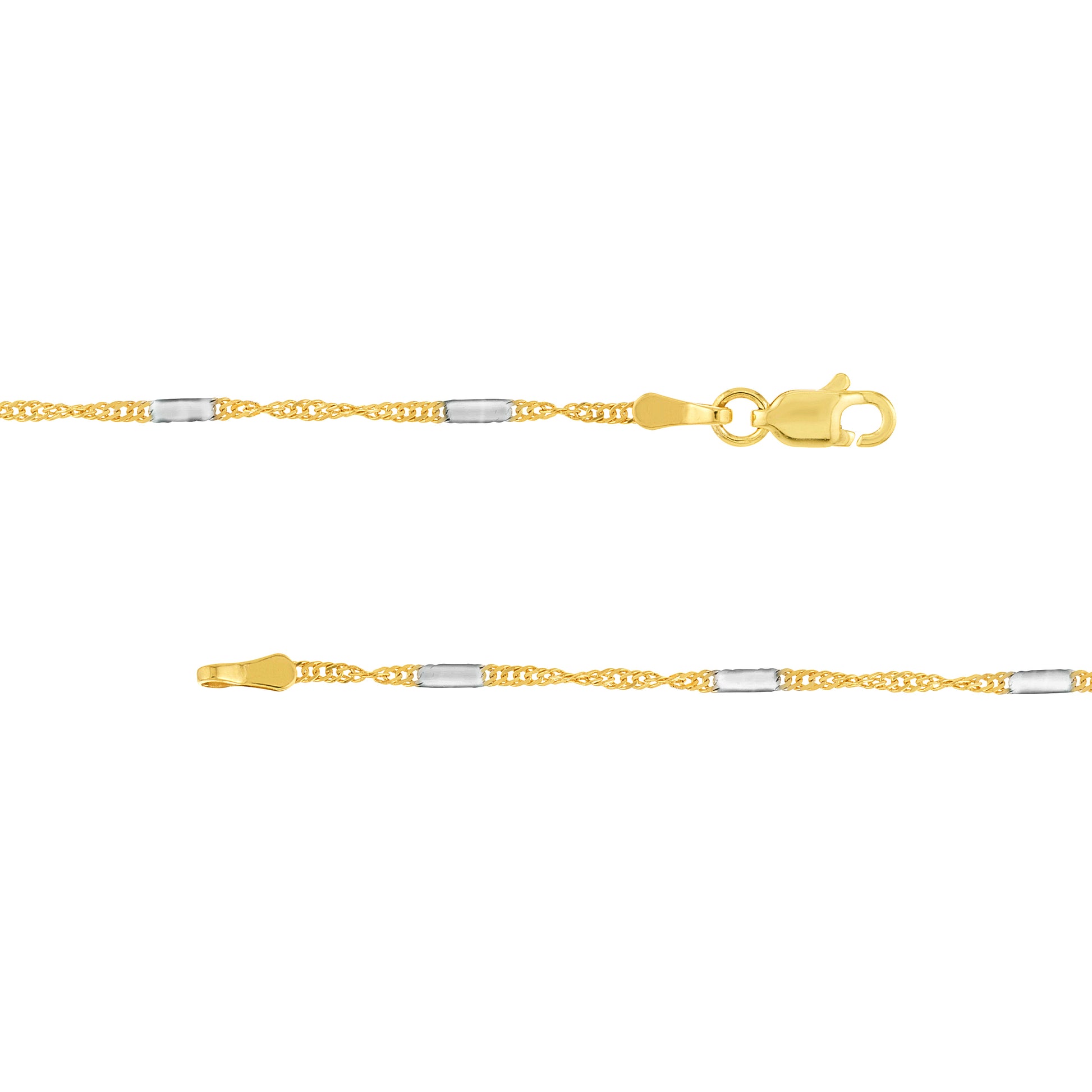 Two-tone Singapore Flat Saturn Chain