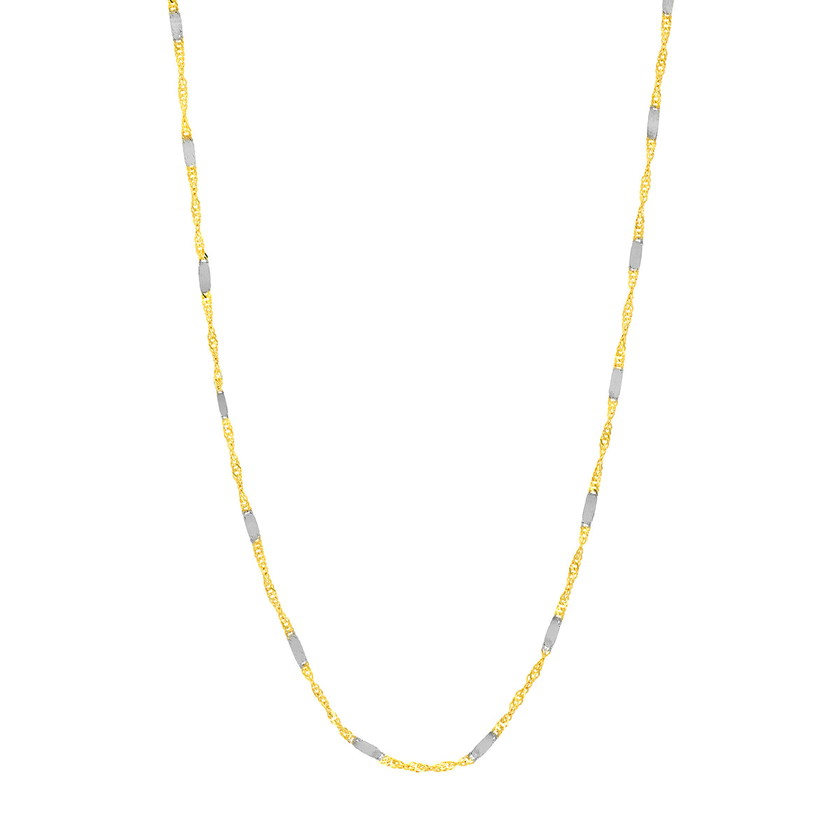 Two-tone Singapore Flat Saturn Chain
