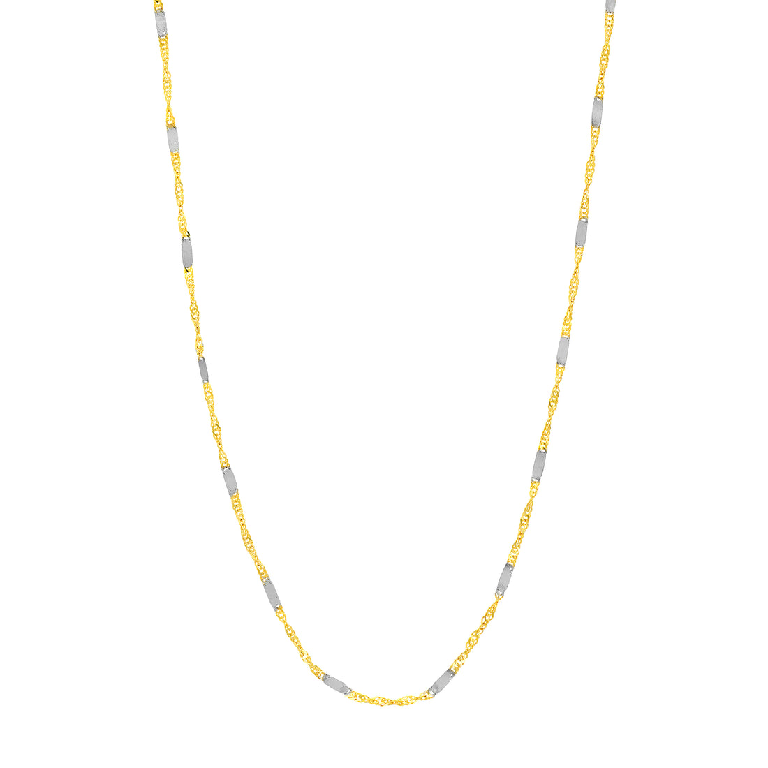 Two-tone Singapore Flat Saturn Chain